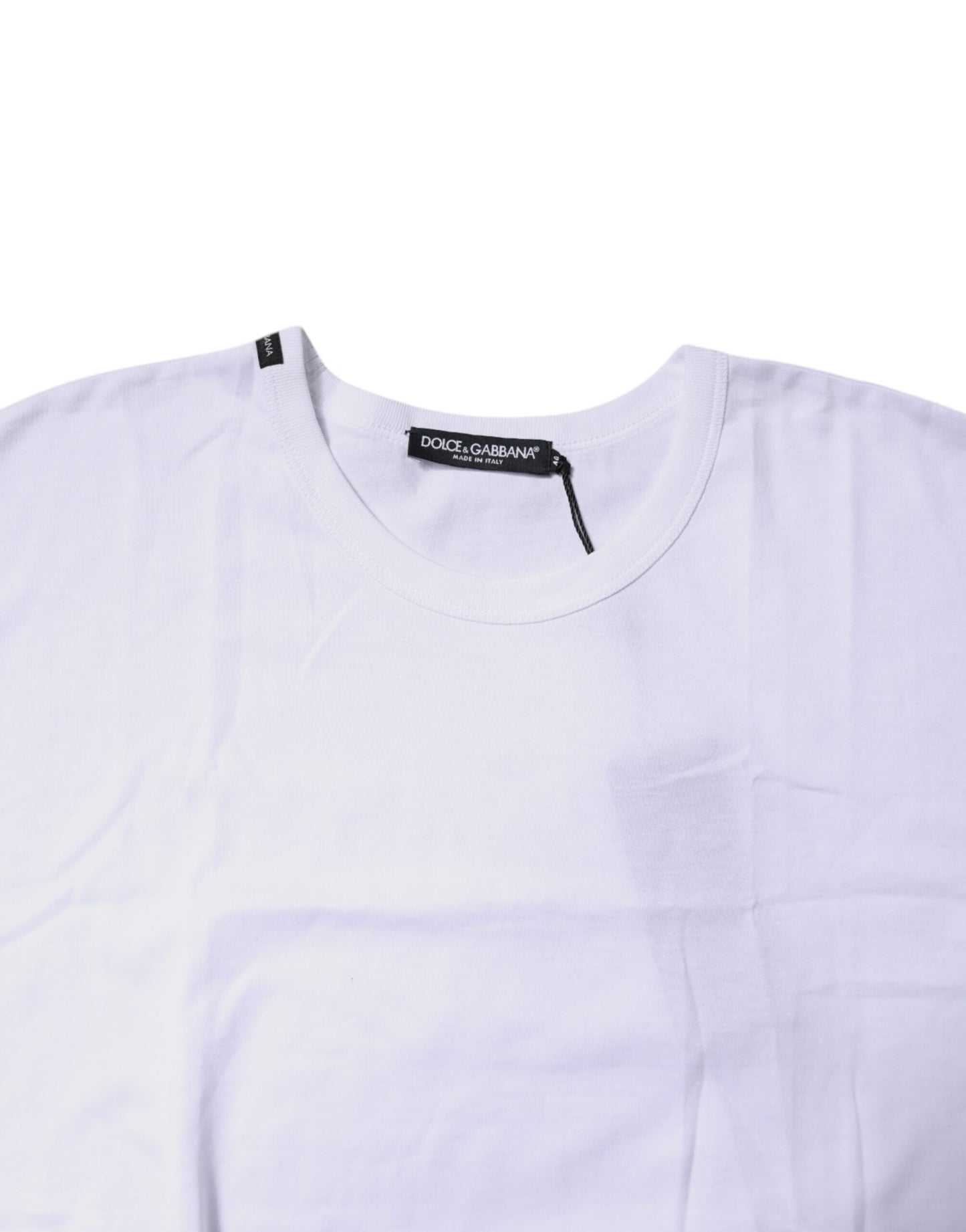 Dolce & Gabbana White Cotton Crew Neck Cropped T-shirt Top Dolce & Gabbana