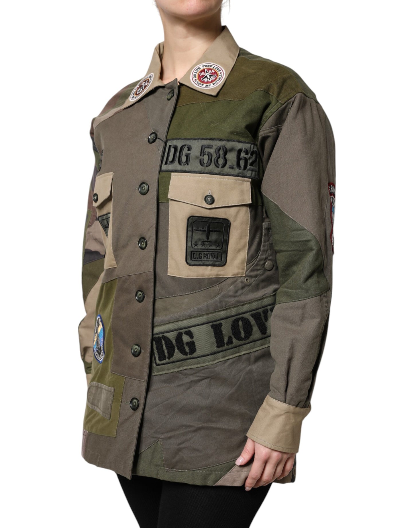 Dolce & Gabbana Military Green Cotton Button Down Jacket Dolce & Gabbana