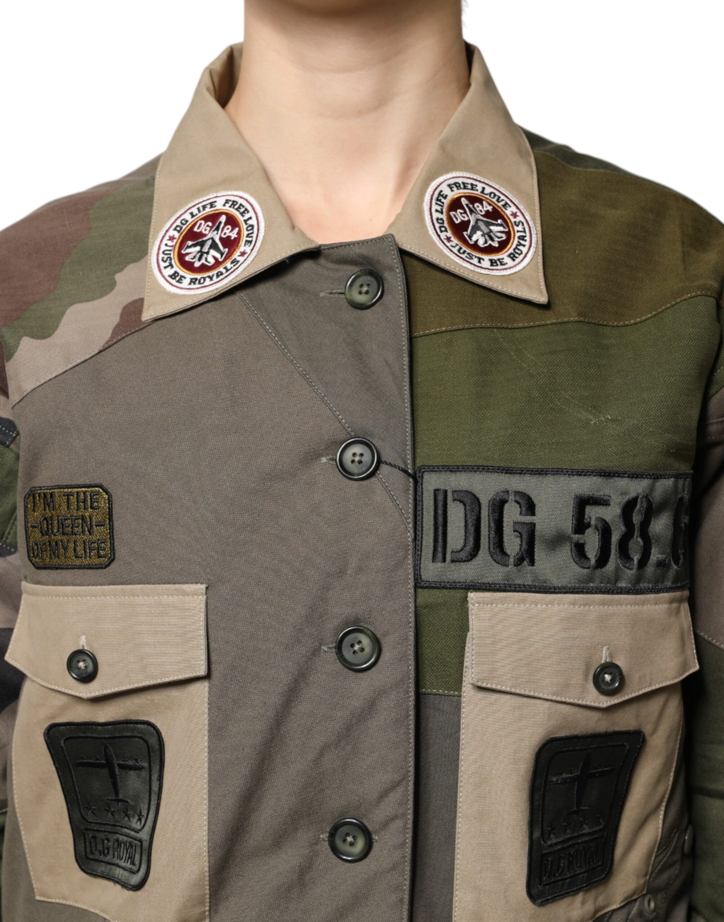Dolce & Gabbana Military Green Cotton Button Down Jacket Dolce & Gabbana