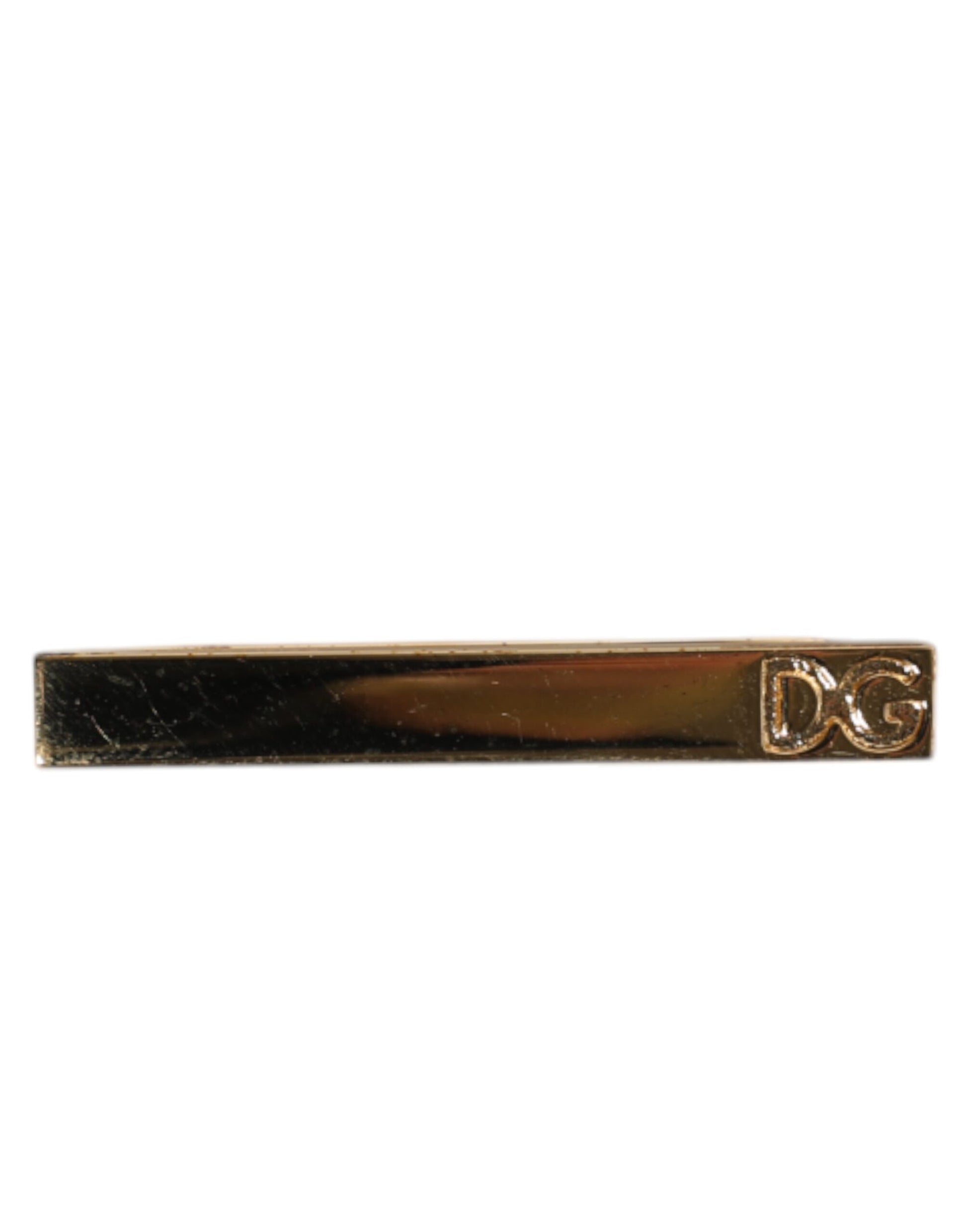 Dolce & Gabbana Gold Tone Brass Crystal Branded Accessory Tie Clip Bar Dolce & Gabbana