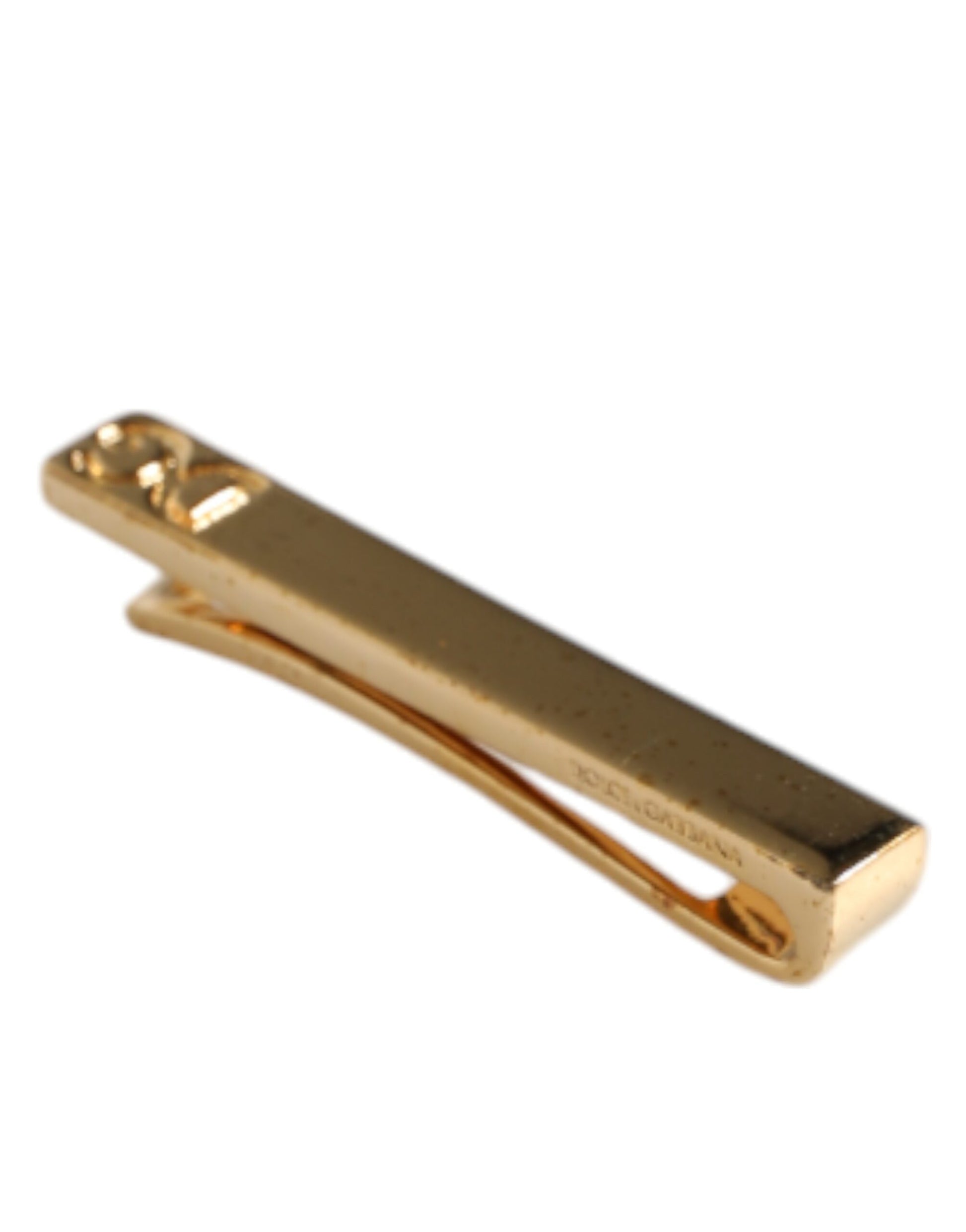Dolce & Gabbana Gold Tone Brass Crystal Branded Accessory Tie Clip Bar Dolce & Gabbana