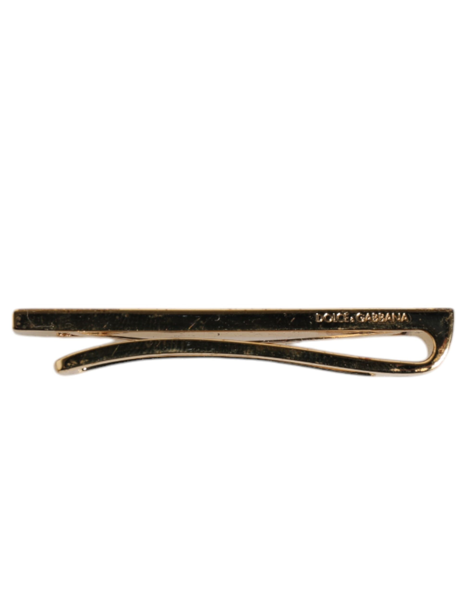 Dolce & Gabbana Gold Tone Brass Crystal Branded Accessory Tie Clip Bar Dolce & Gabbana