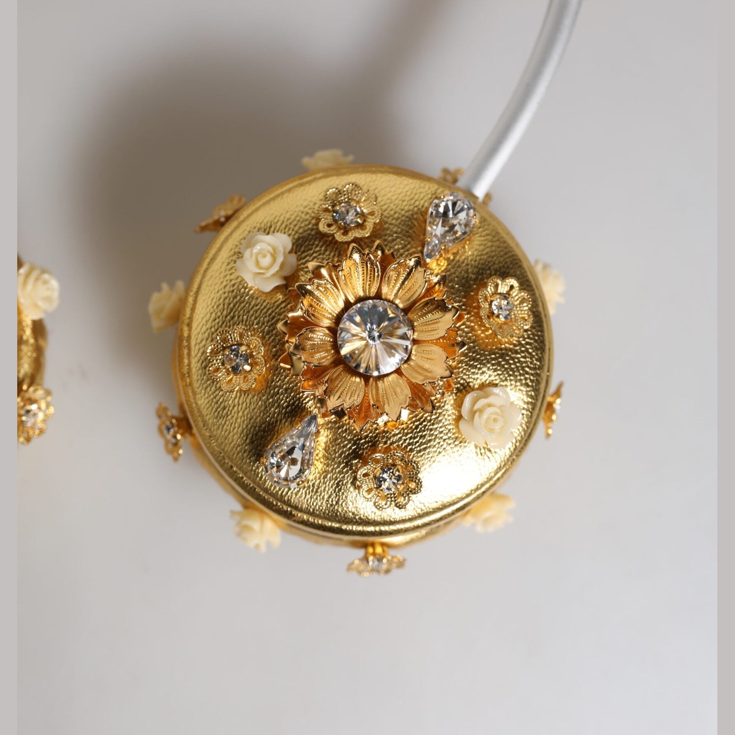 Dolce & Gabbana Gold Leather Floral Crystal Angel Headset Headphones