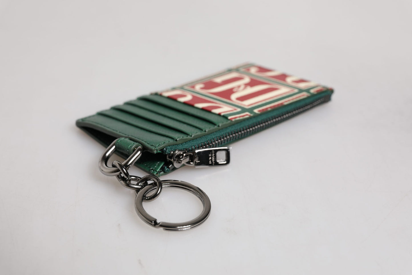 Dolce & Gabbana Green Calf Leather Logo Print Monogram Card Holder Wallet Dolce & Gabbana