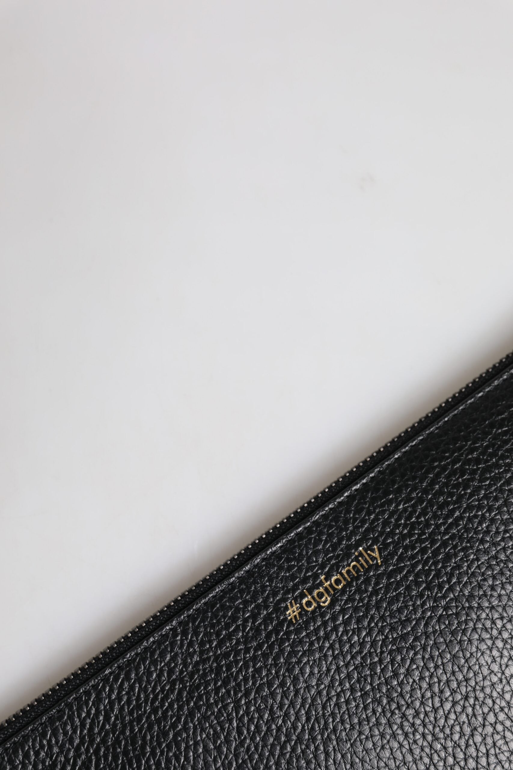 Dolce & Gabbana Black Leather #DGFAMILY Embellished Men Zip Pouch Bag Dolce & Gabbana