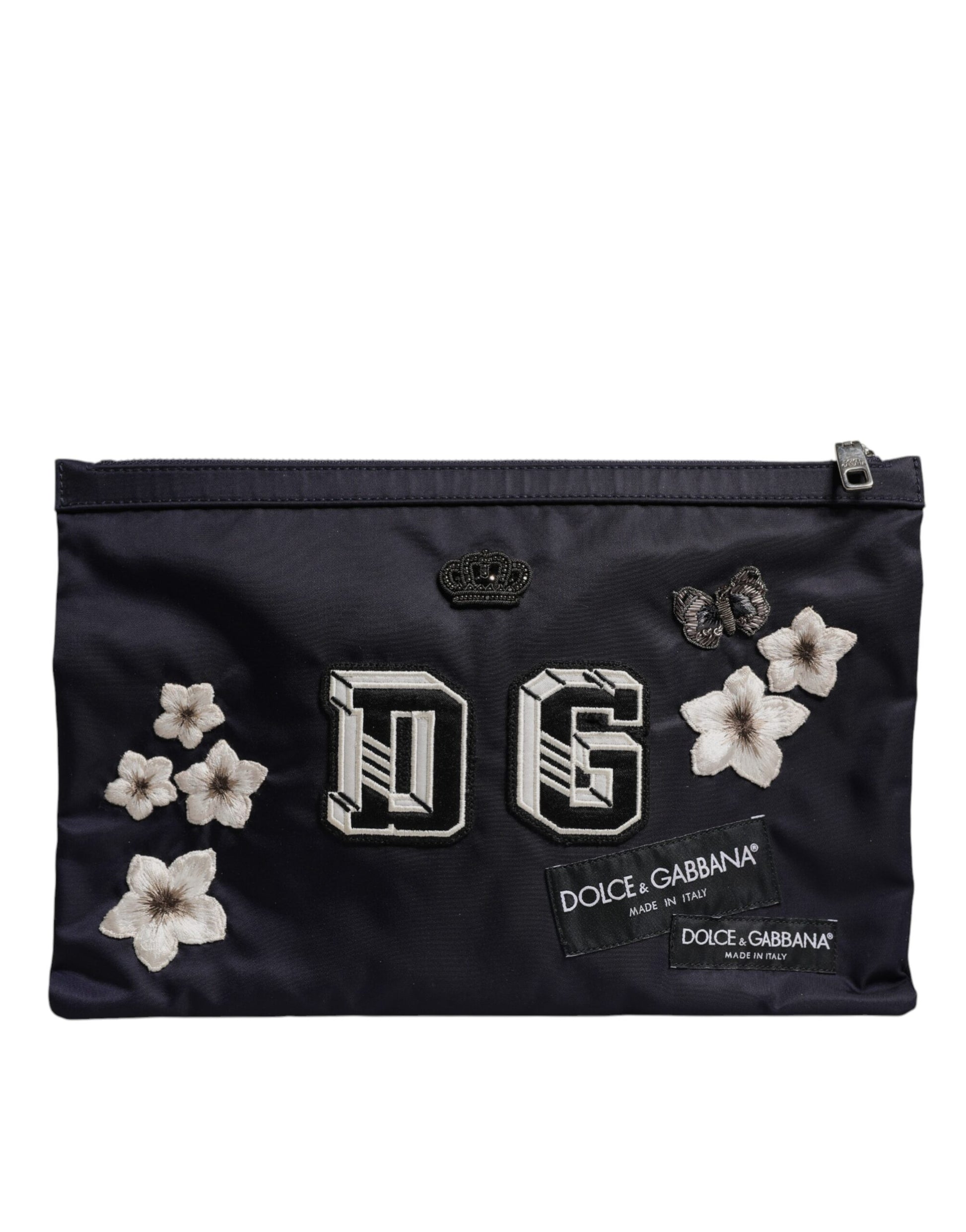Dolce & Gabbana Blue DG Logo Patch Embellished Pouch Clutch Bag Dolce & Gabbana