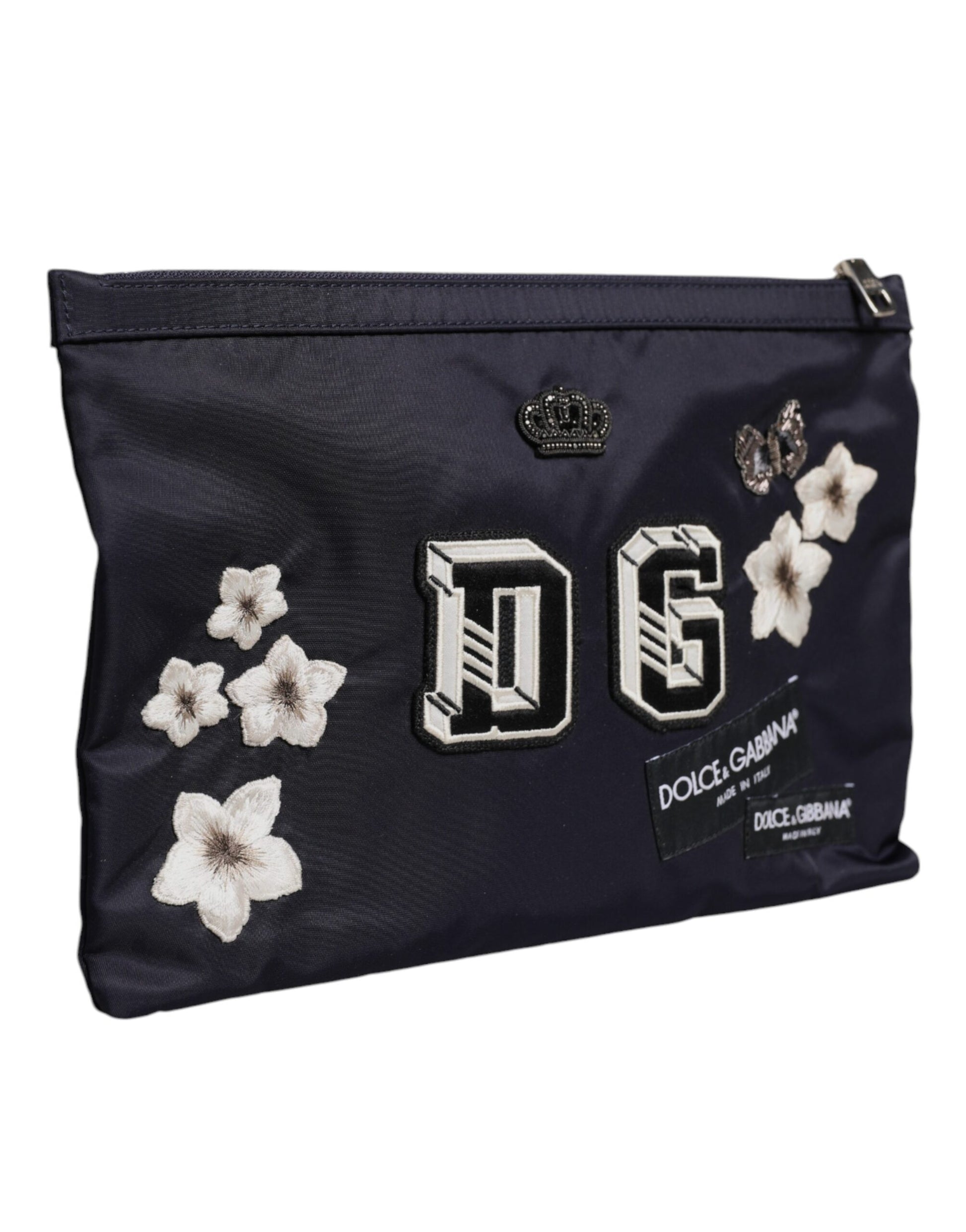 Dolce & Gabbana Blue DG Logo Patch Embellished Pouch Clutch Bag Dolce & Gabbana