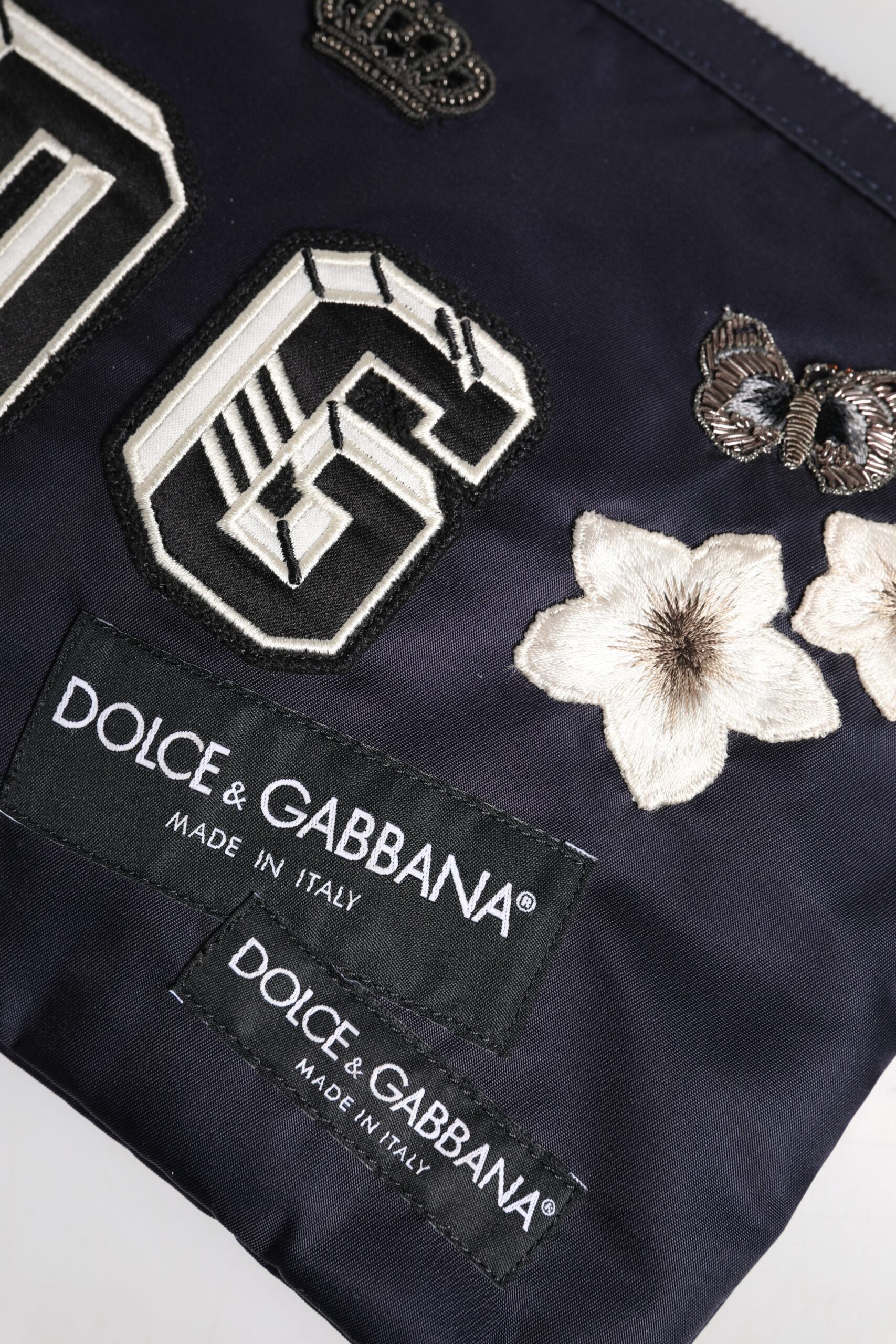 Dolce & Gabbana Blue DG Logo Patch Embellished Pouch Clutch Bag Dolce & Gabbana