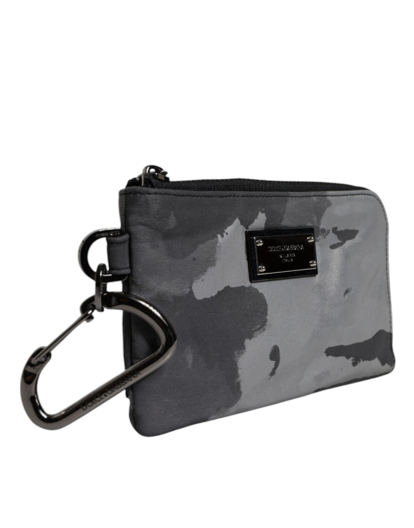 Dolce & Gabbana Black Gray Camouflage Logo Plaque Keyring Pouch Bag Dolce & Gabbana