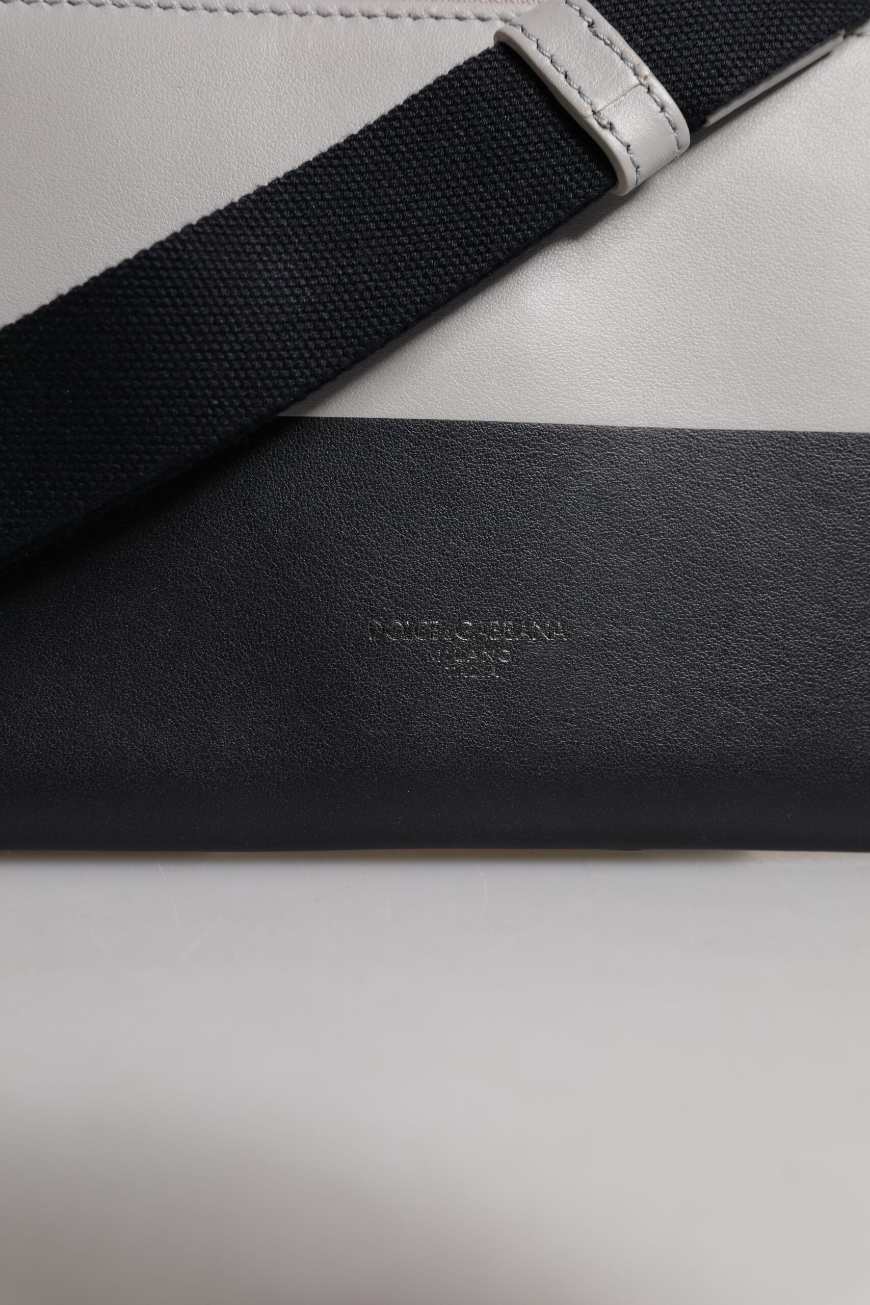 Dolce & Gabbana Black White Leather Logo Embossed Crossbody Bag Dolce & Gabbana