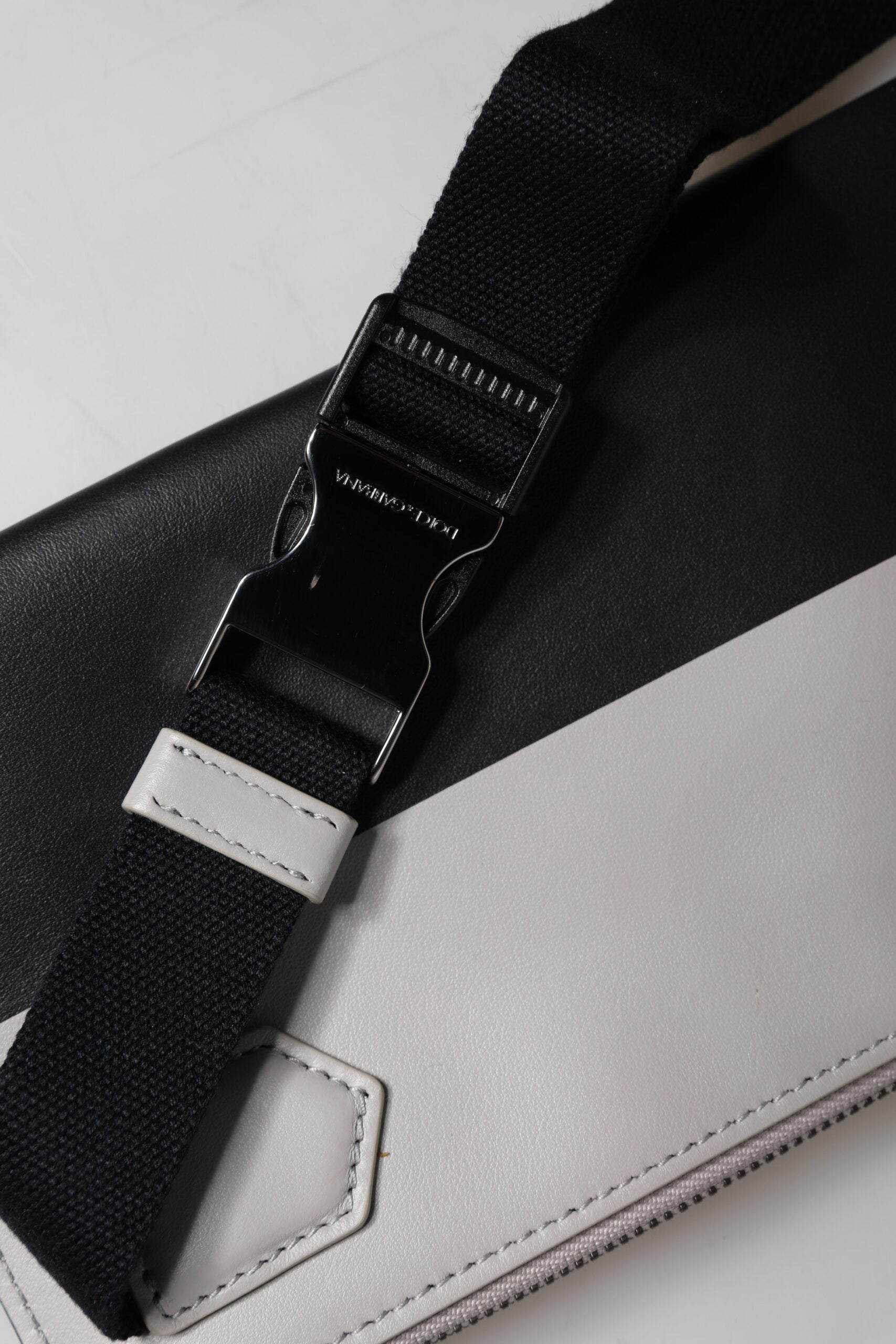 Dolce & Gabbana Black White Leather Logo Embossed Crossbody Bag Dolce & Gabbana