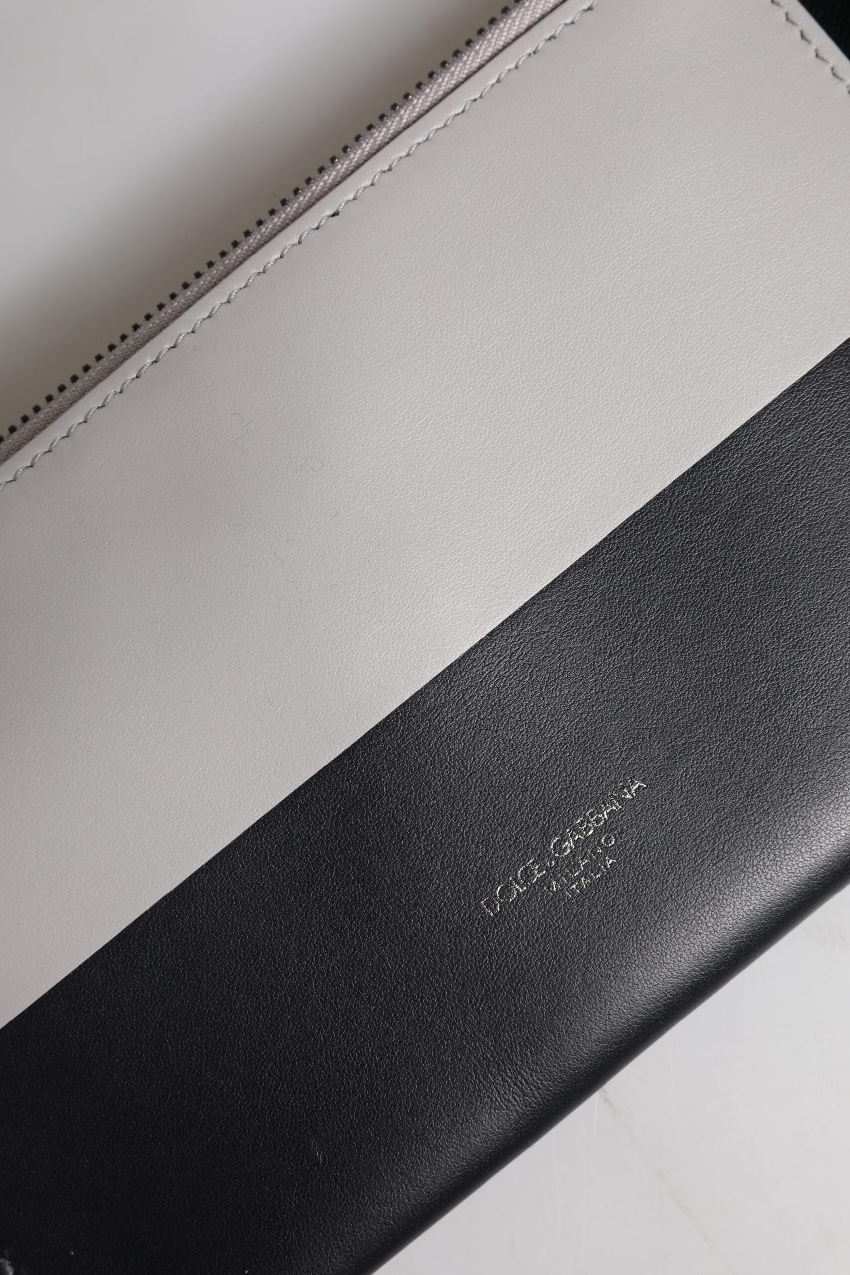 Dolce & Gabbana Black White Leather Logo Embossed Crossbody Bag Dolce & Gabbana