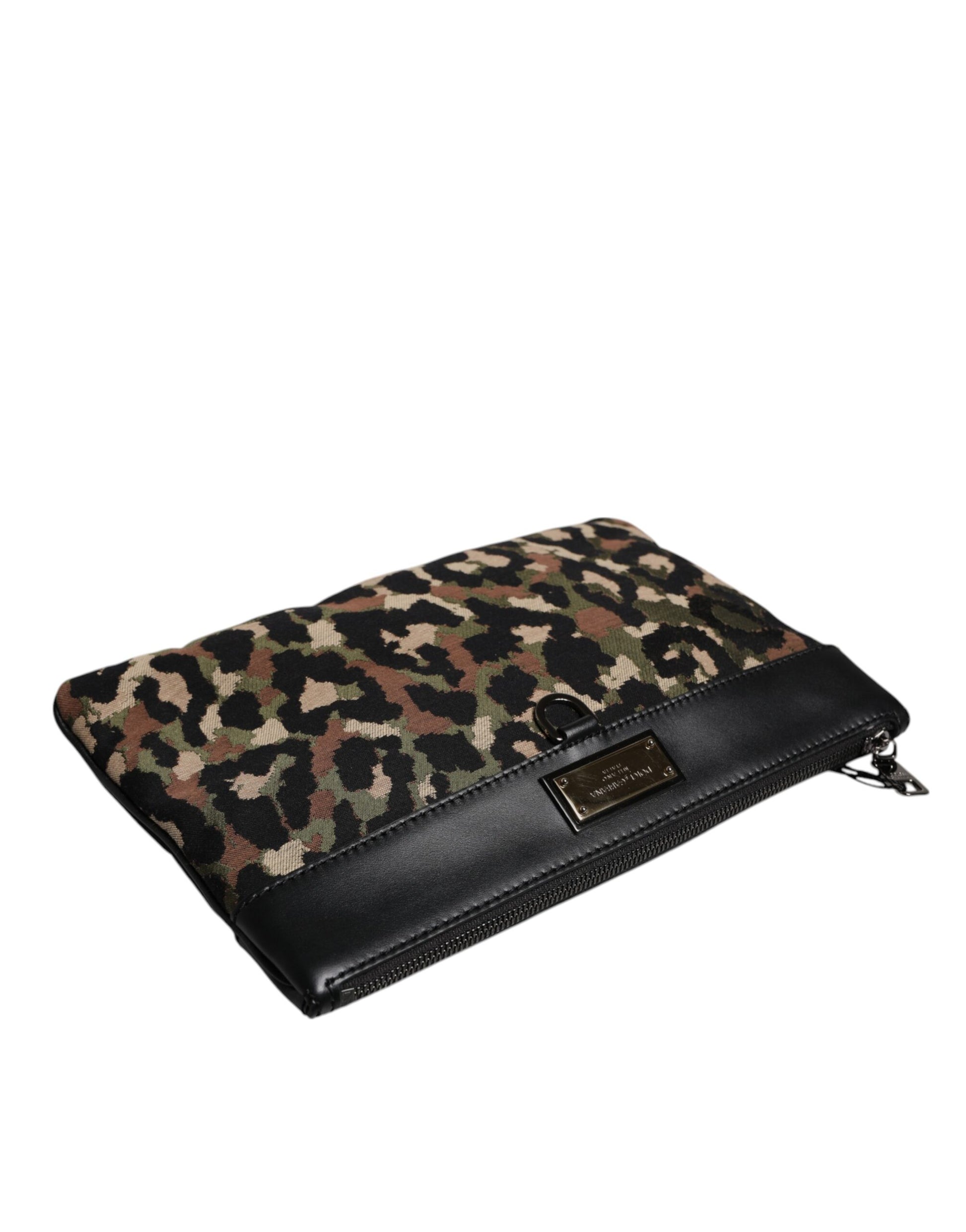 Dolce & Gabbana Multicolor Leopard Jacquard Print Logo Plaque Pouch Bag Dolce & Gabbana