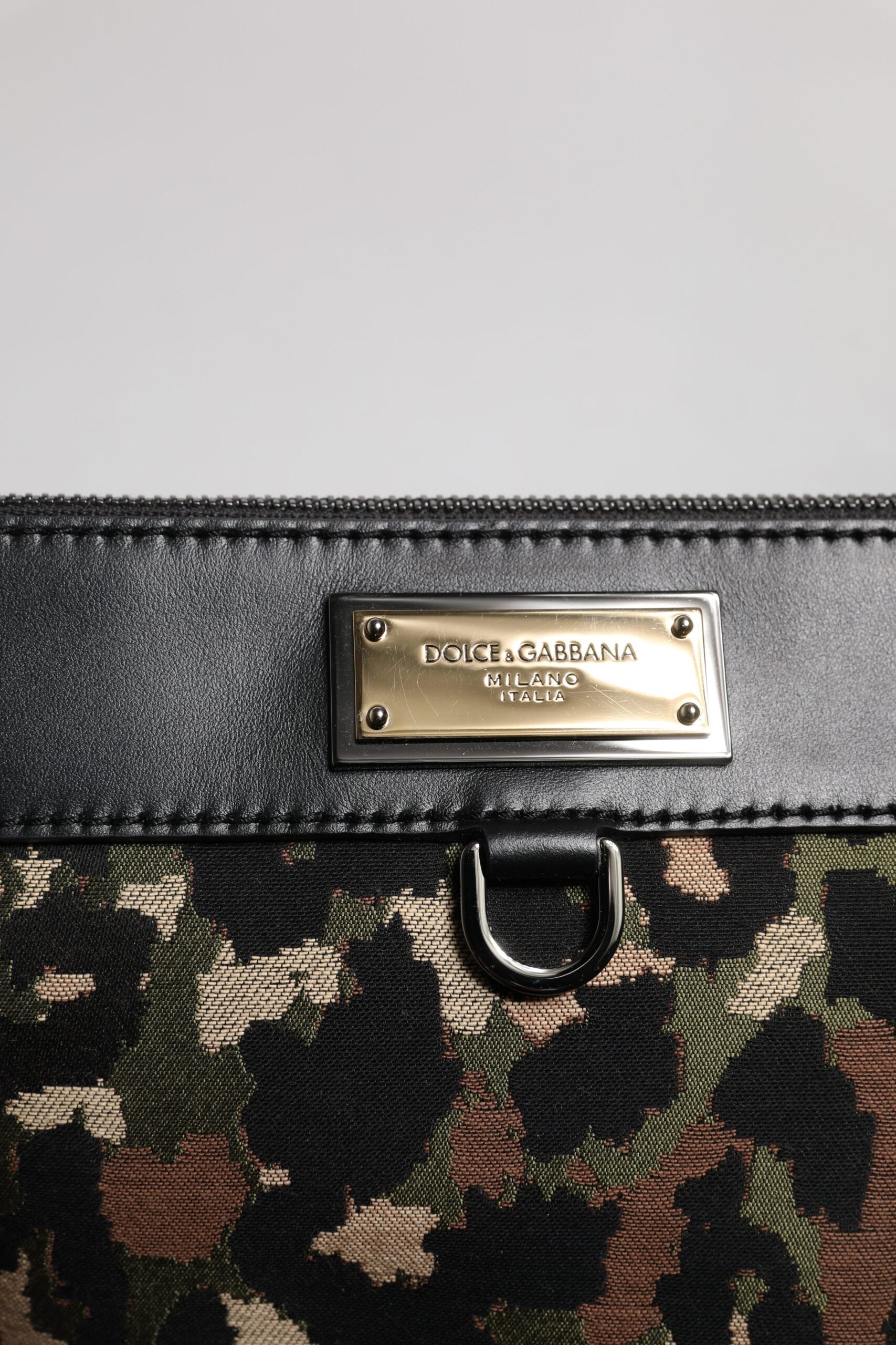 Dolce & Gabbana Multicolor Leopard Jacquard Print Logo Plaque Pouch Bag Dolce & Gabbana