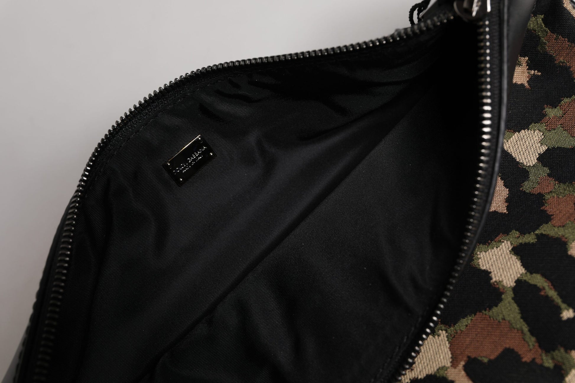 Dolce & Gabbana Multicolor Leopard Jacquard Print Logo Plaque Pouch Bag Dolce & Gabbana