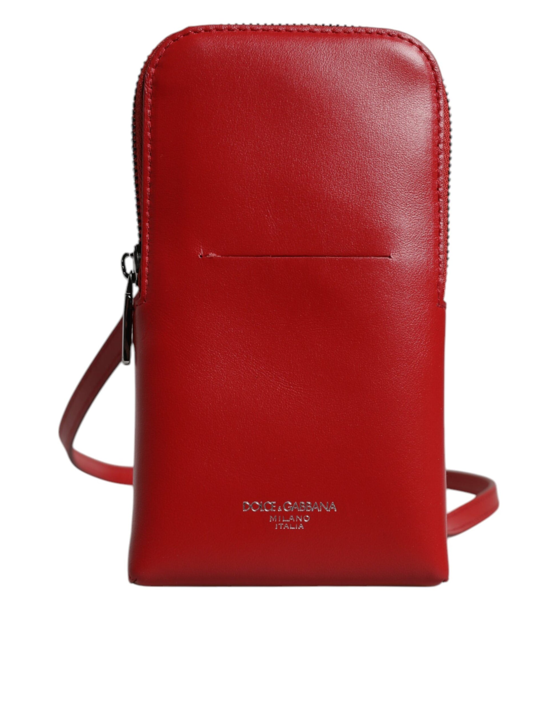 Dolce & Gabbana Red Leather Purse Phone Sling Crossbody Neck Strap Bag Dolce & Gabbana