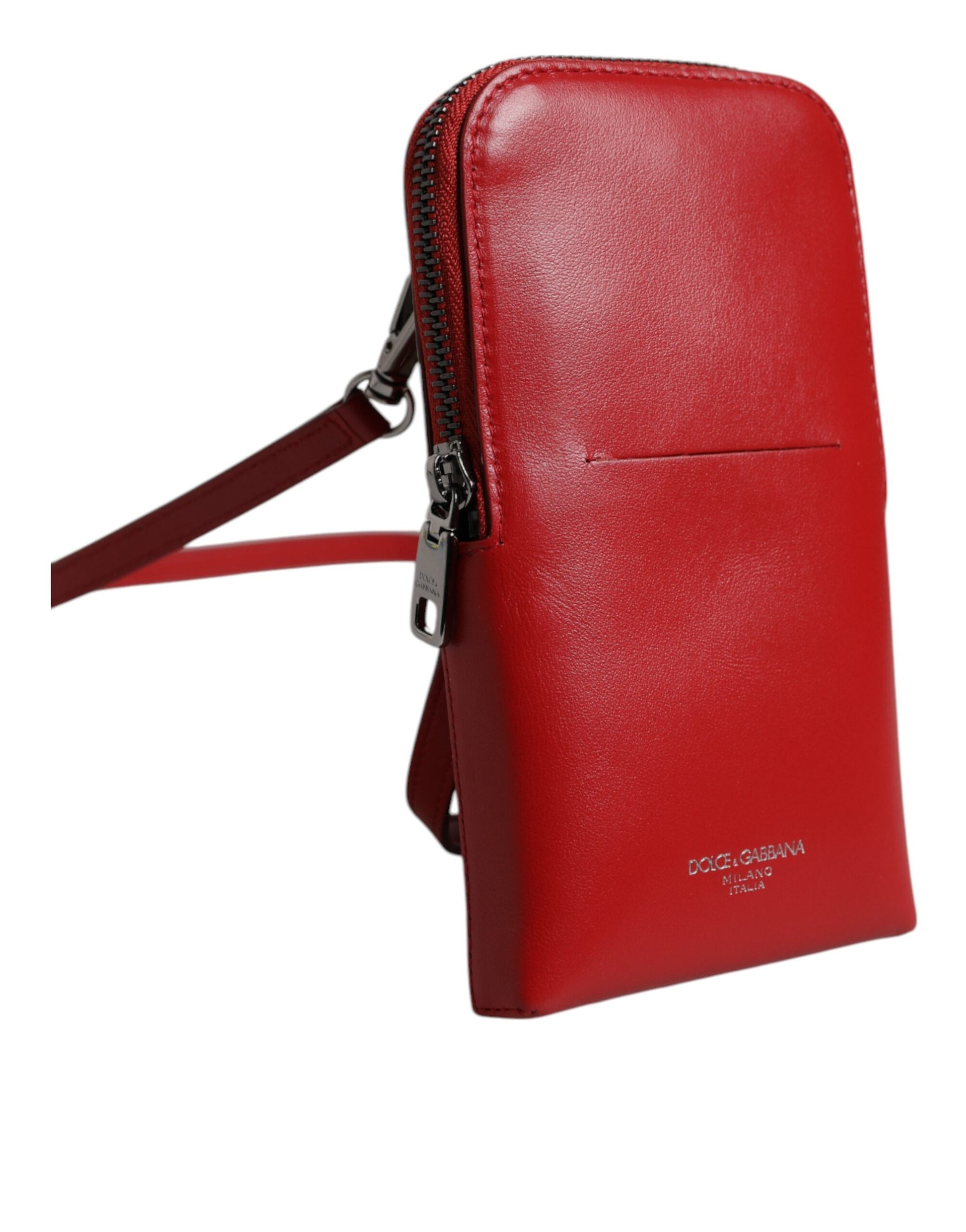 Dolce & Gabbana Red Leather Purse Phone Sling Crossbody Neck Strap Bag Dolce & Gabbana