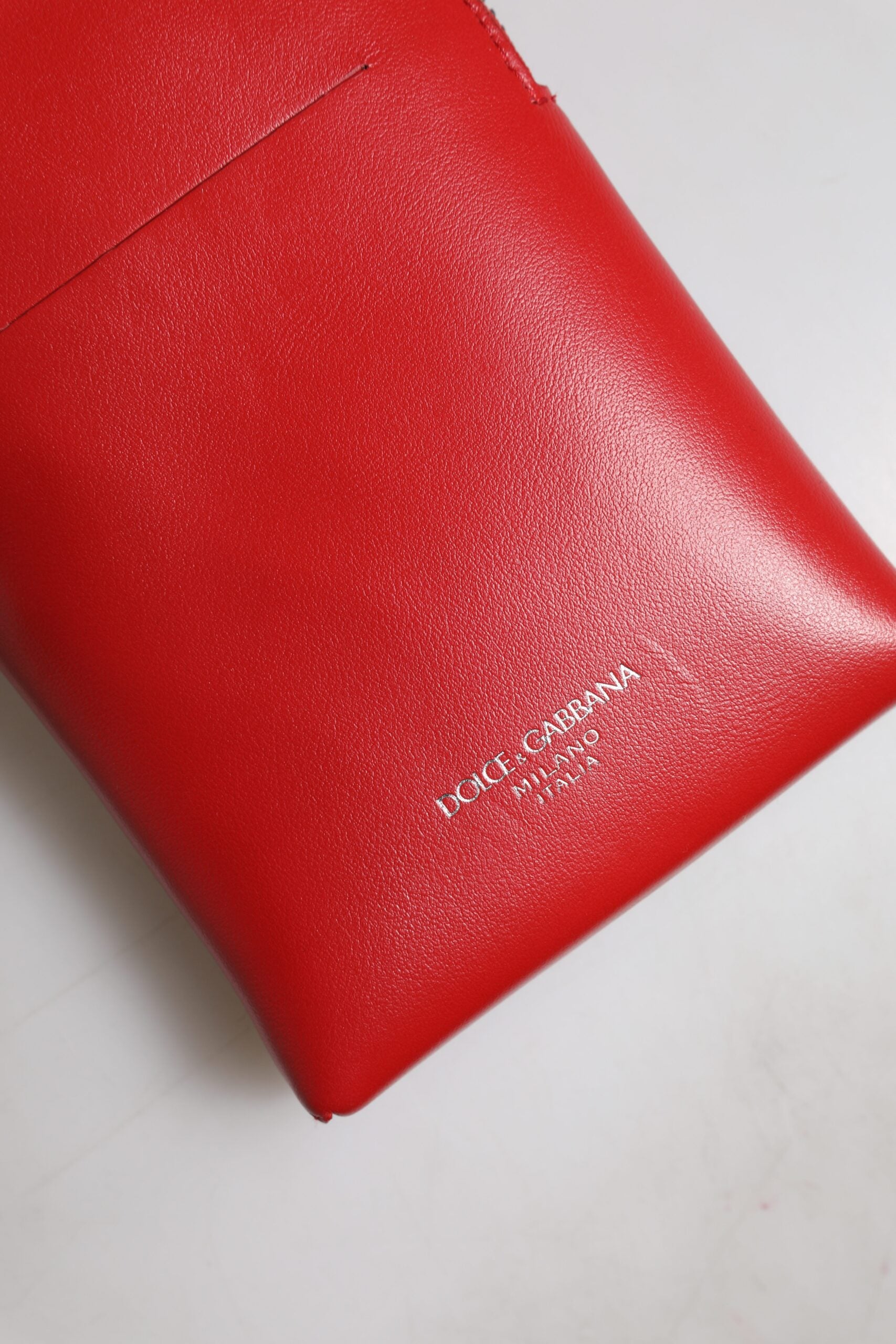 Dolce & Gabbana Red Leather Purse Phone Sling Crossbody Neck Strap Bag Dolce & Gabbana