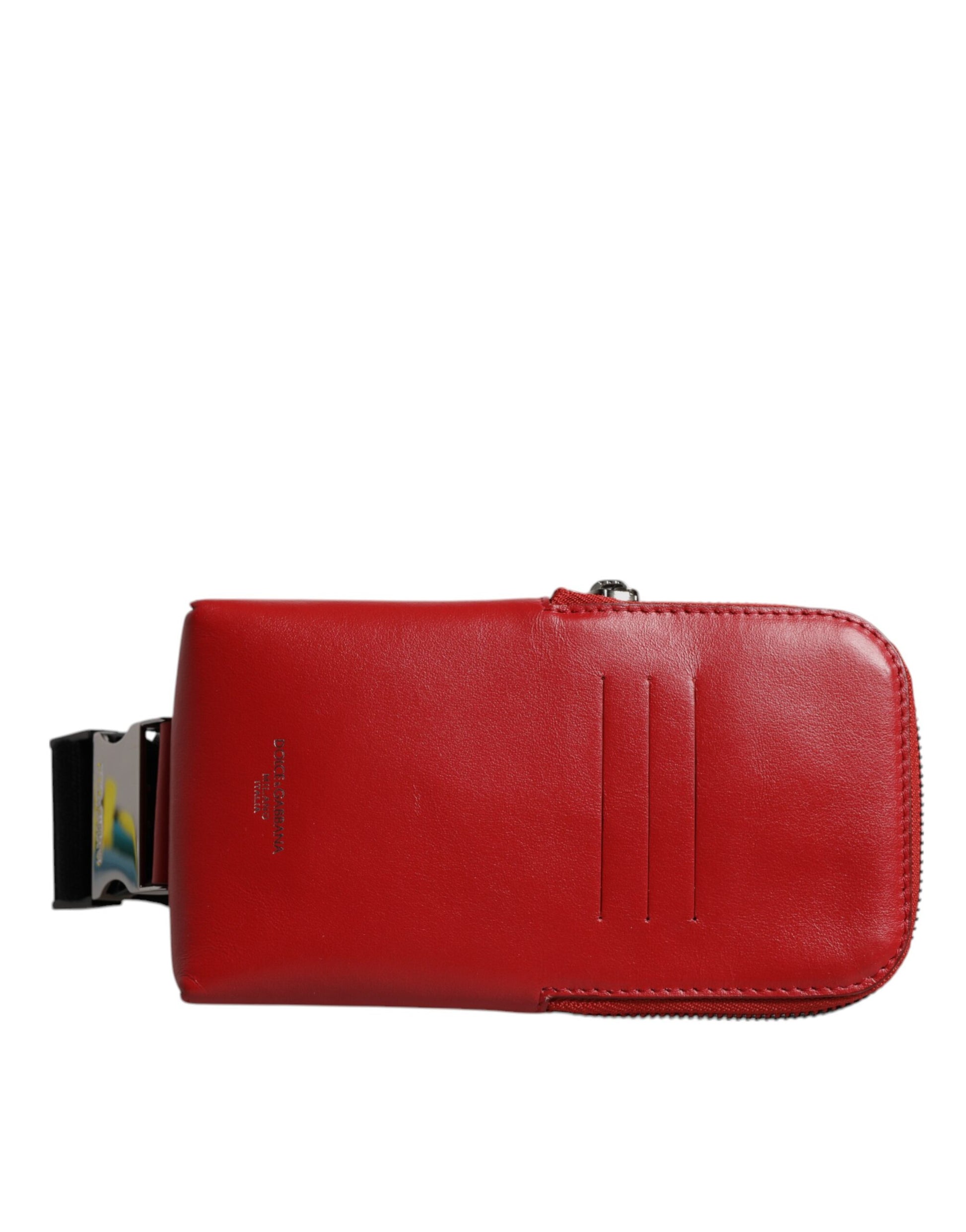 Dolce & Gabbana Red Calfskin Logo Purse Phone Belt Waist Bag Dolce & Gabbana