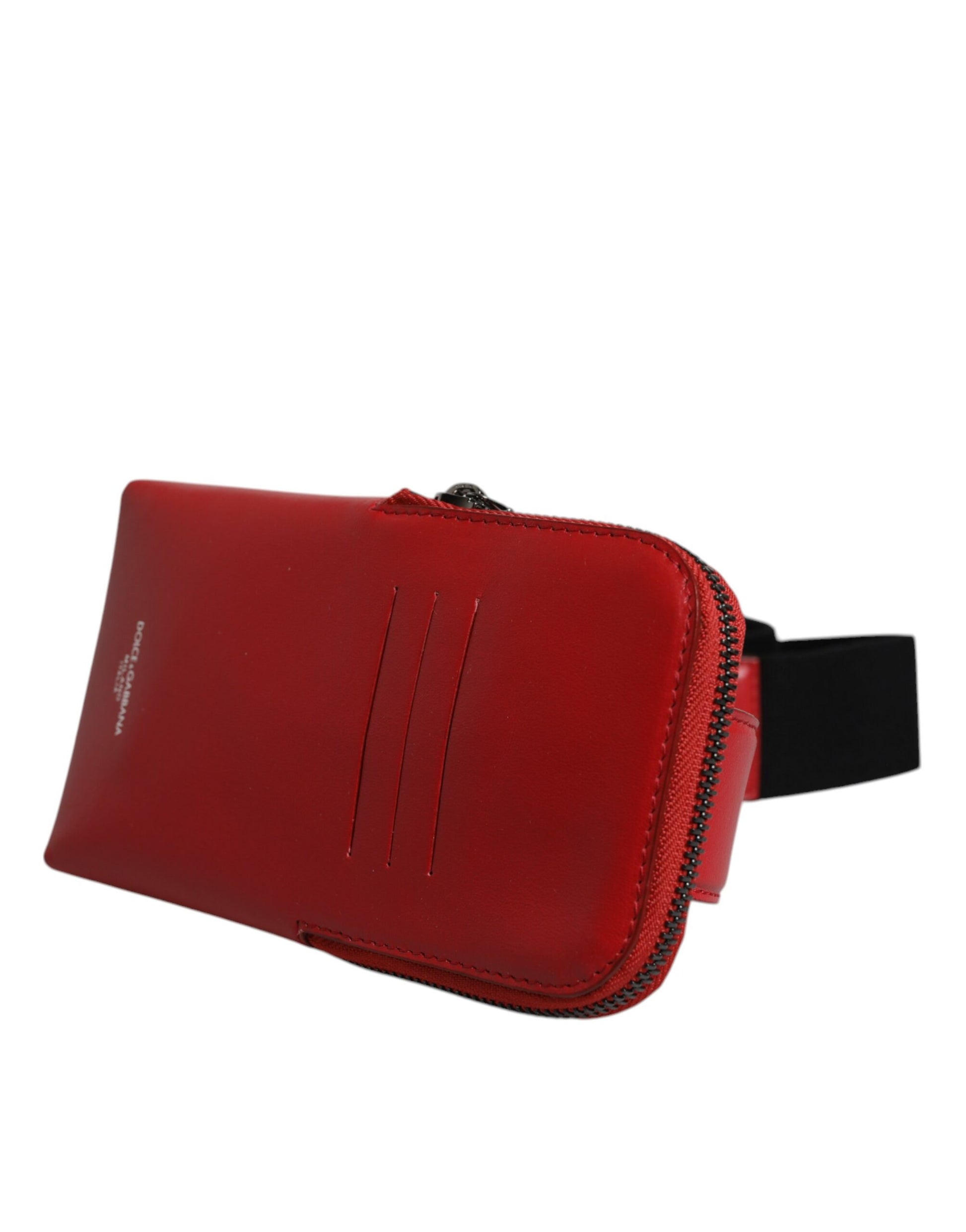 Dolce & Gabbana Red Calfskin Logo Purse Phone Belt Waist Bag Dolce & Gabbana