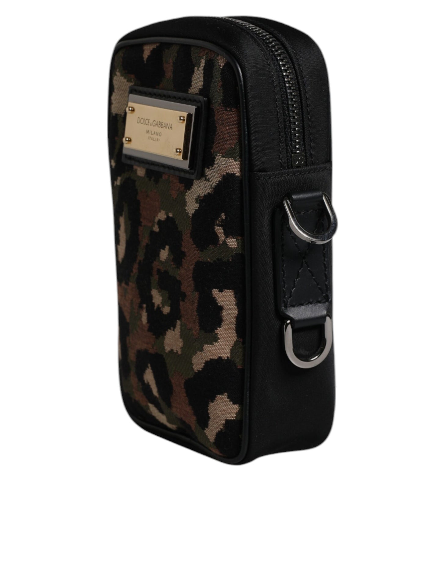 Dolce & Gabbana Multicolor Leopard Jacquard Logo Plaque Neck Strap Bag Dolce & Gabbana