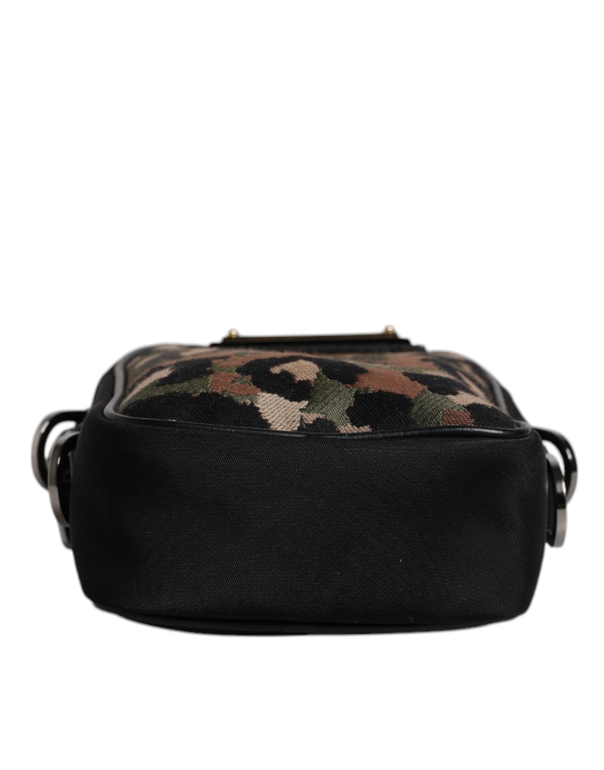 Dolce & Gabbana Multicolor Leopard Jacquard Logo Plaque Neck Strap Bag