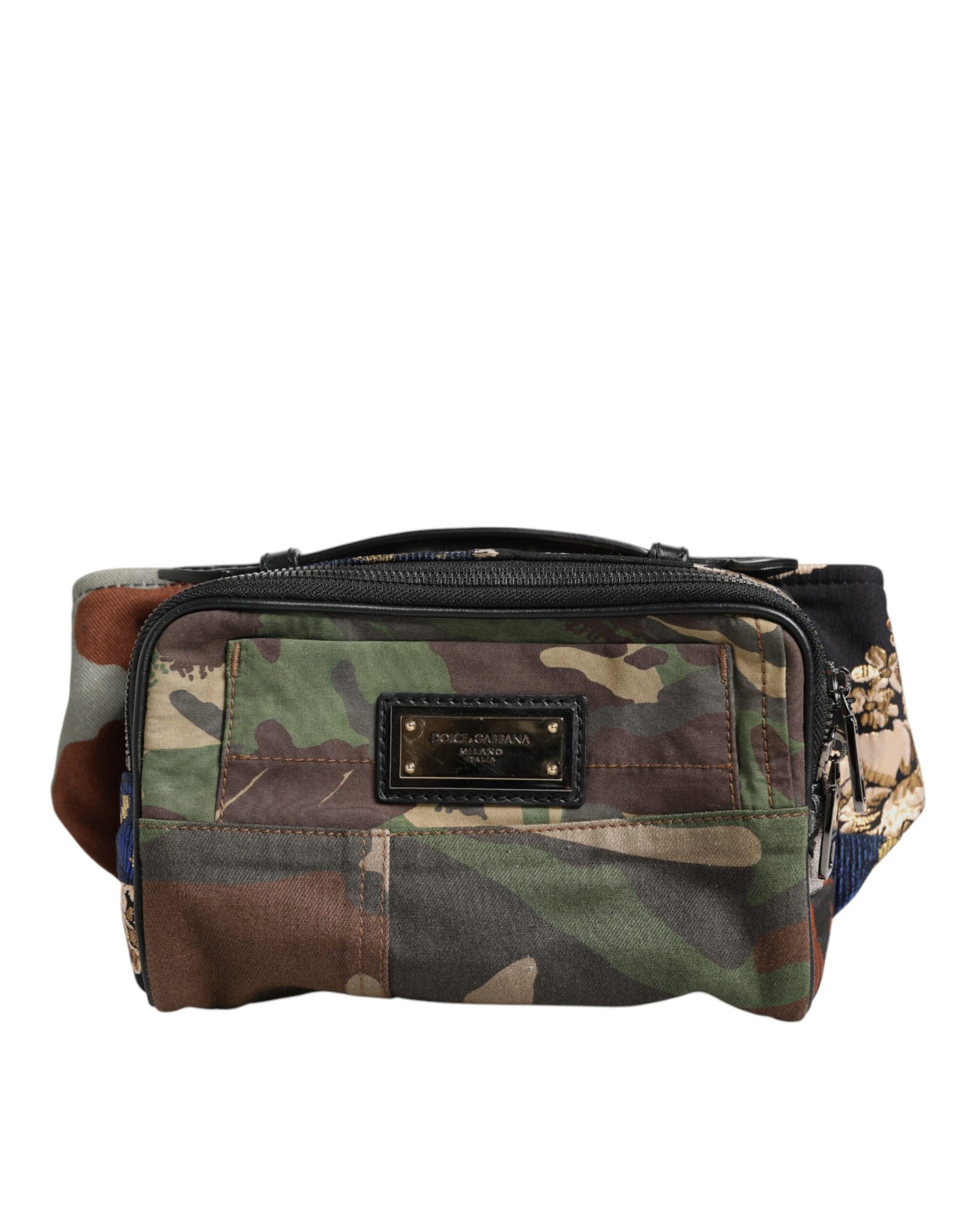 Dolce & Gabbana Multicolor Camouflage Patchwork Logo Waist Fanny Pack Bag Dolce & Gabbana