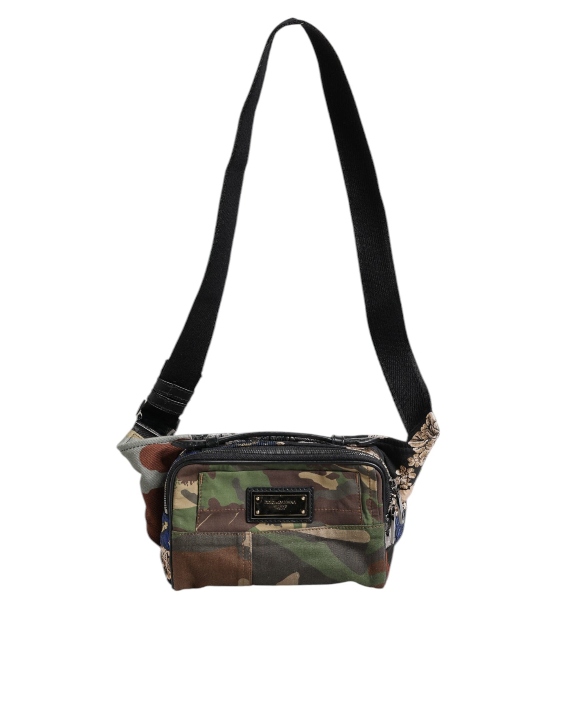 Dolce & Gabbana Multicolor Camouflage Patchwork Logo Waist Fanny Pack Bag Dolce & Gabbana