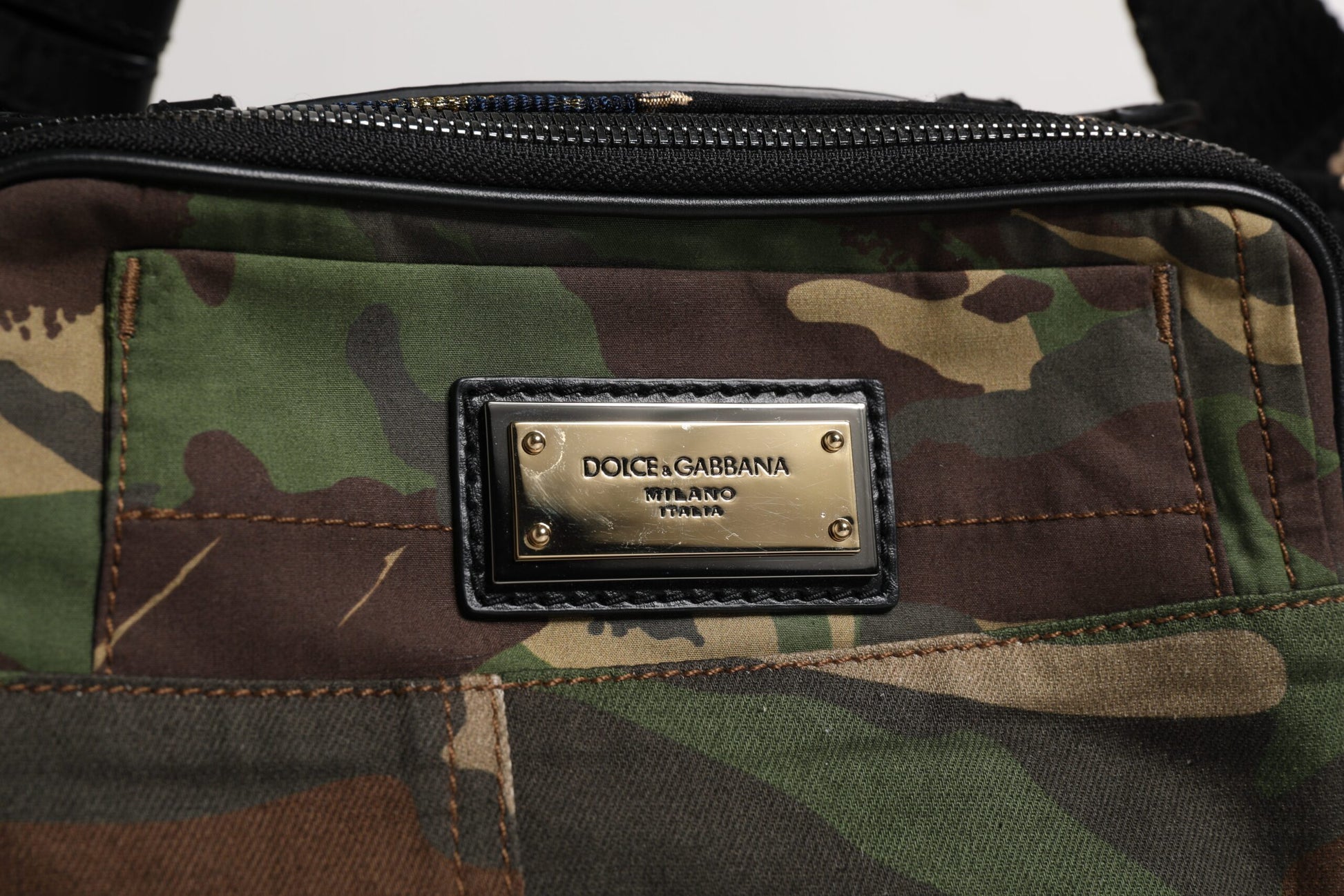 Dolce & Gabbana Multicolor Camouflage Patchwork Logo Waist Fanny Pack Bag Dolce & Gabbana
