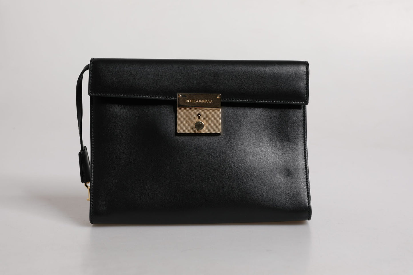 Dolce & Gabbana Black Leather Logo Plaque Document Briefcase Bag Dolce & Gabbana
