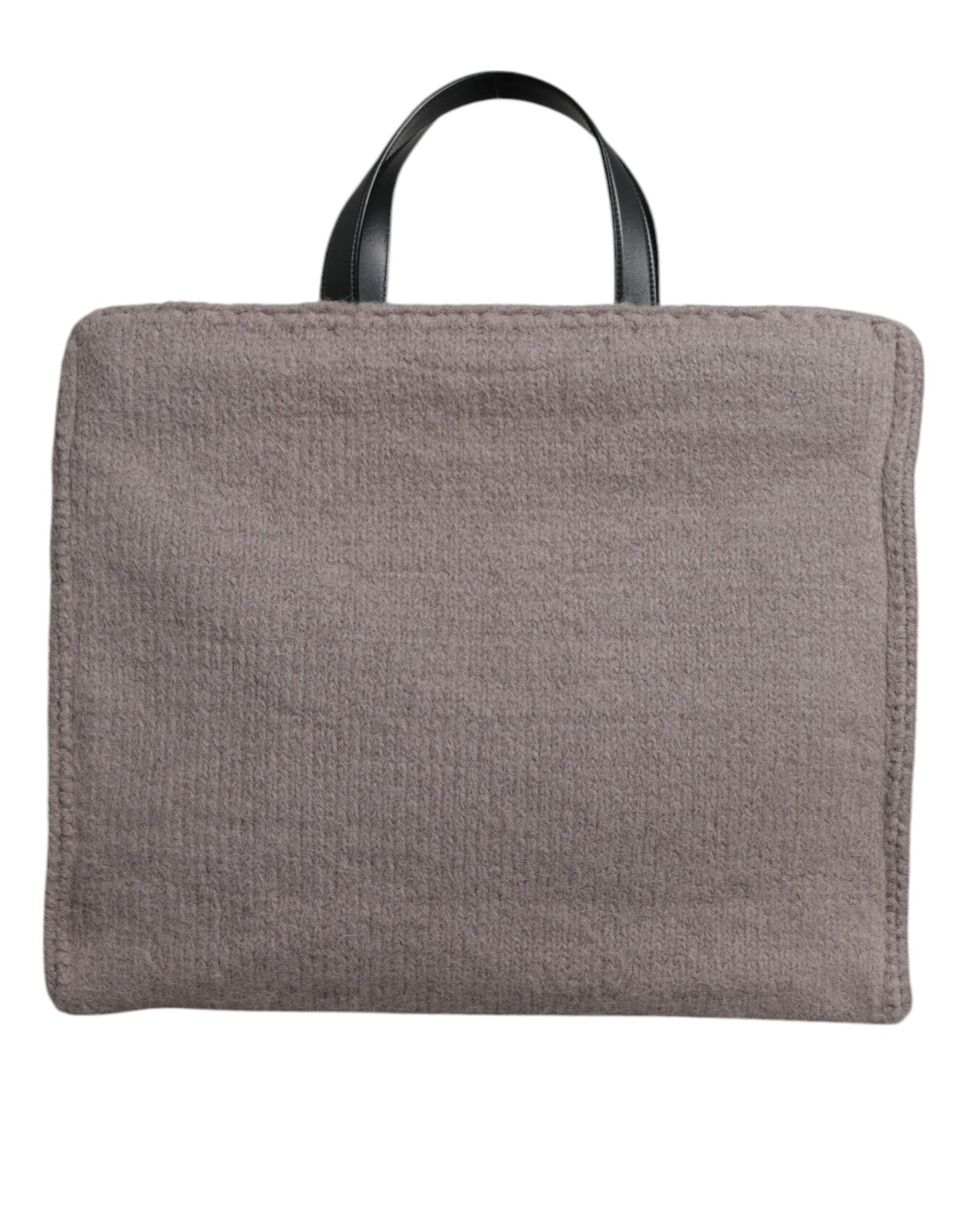 Dolce & Gabbana Grey Alpaca Wool Logo Plaque Tote Shoulder Bag Dolce & Gabbana