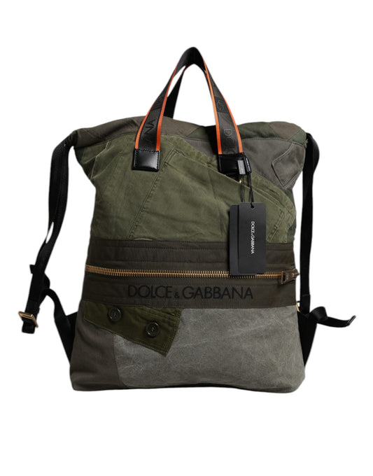 Dolce & Gabbana Military Green Patchwork Rucksack Backpack Bag Dolce & Gabbana