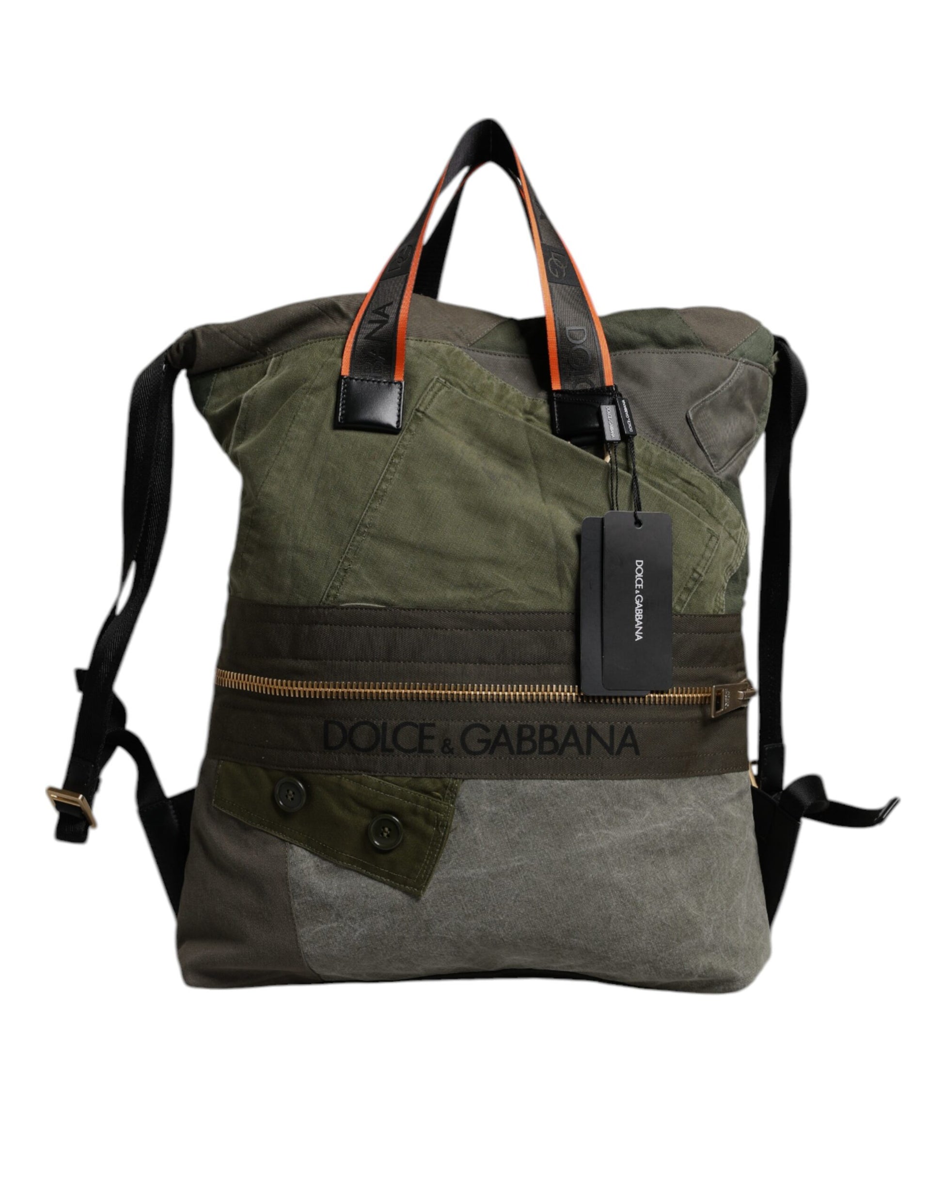 Dolce & Gabbana Military Green Patchwork Rucksack Backpack Bag Dolce & Gabbana