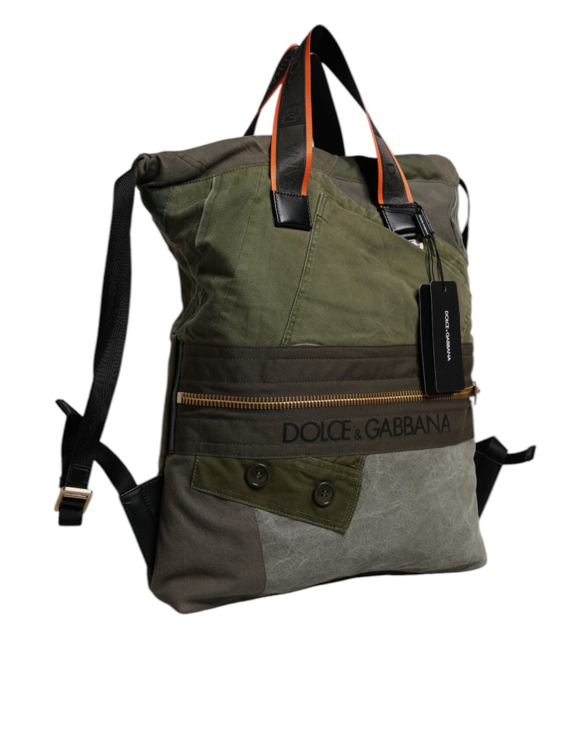 Dolce & Gabbana Military Green Patchwork Rucksack Backpack Bag Dolce & Gabbana