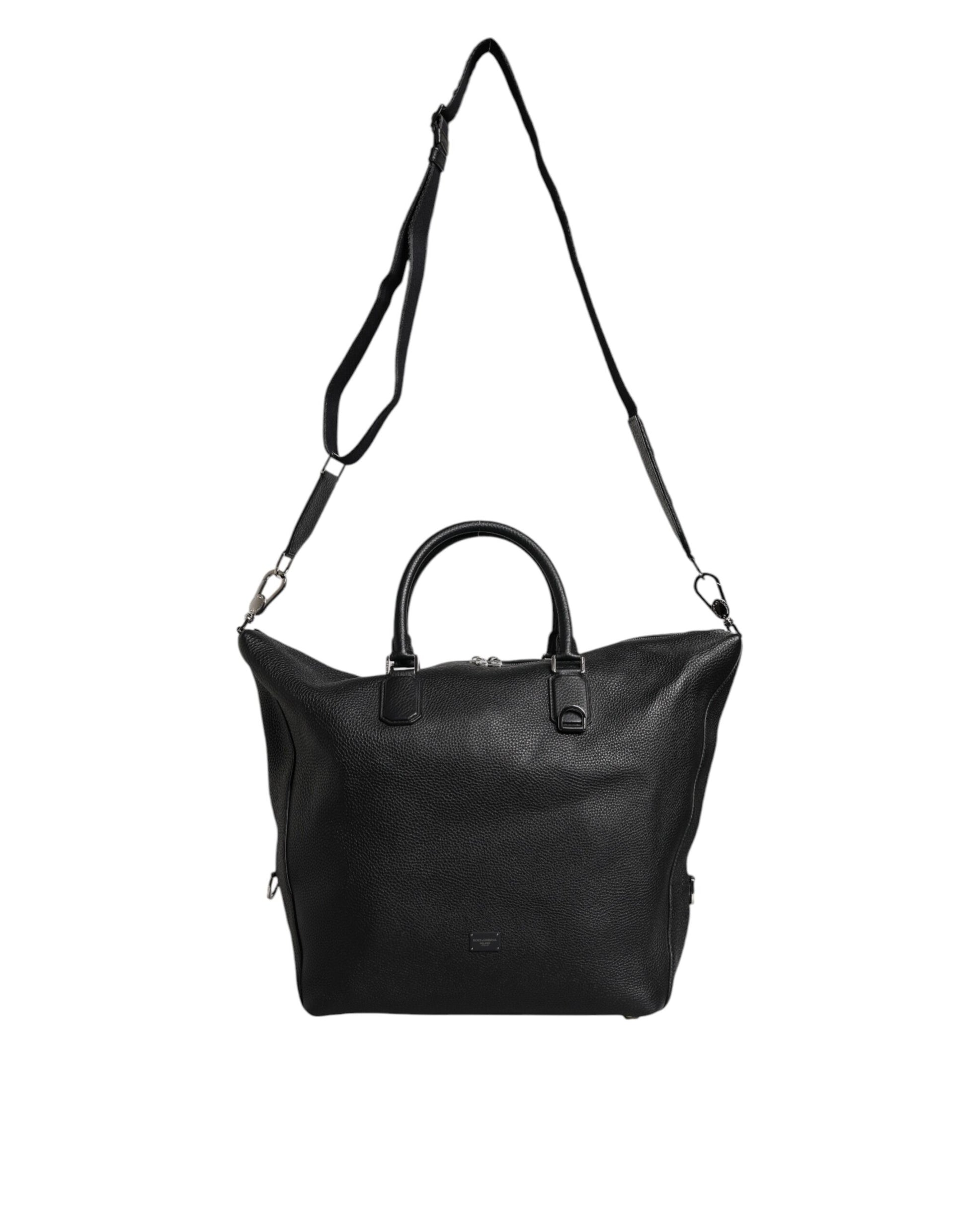 Dolce & Gabbana Black Calfskin Leather Hand Shoulder Duffle Bag Dolce & Gabbana