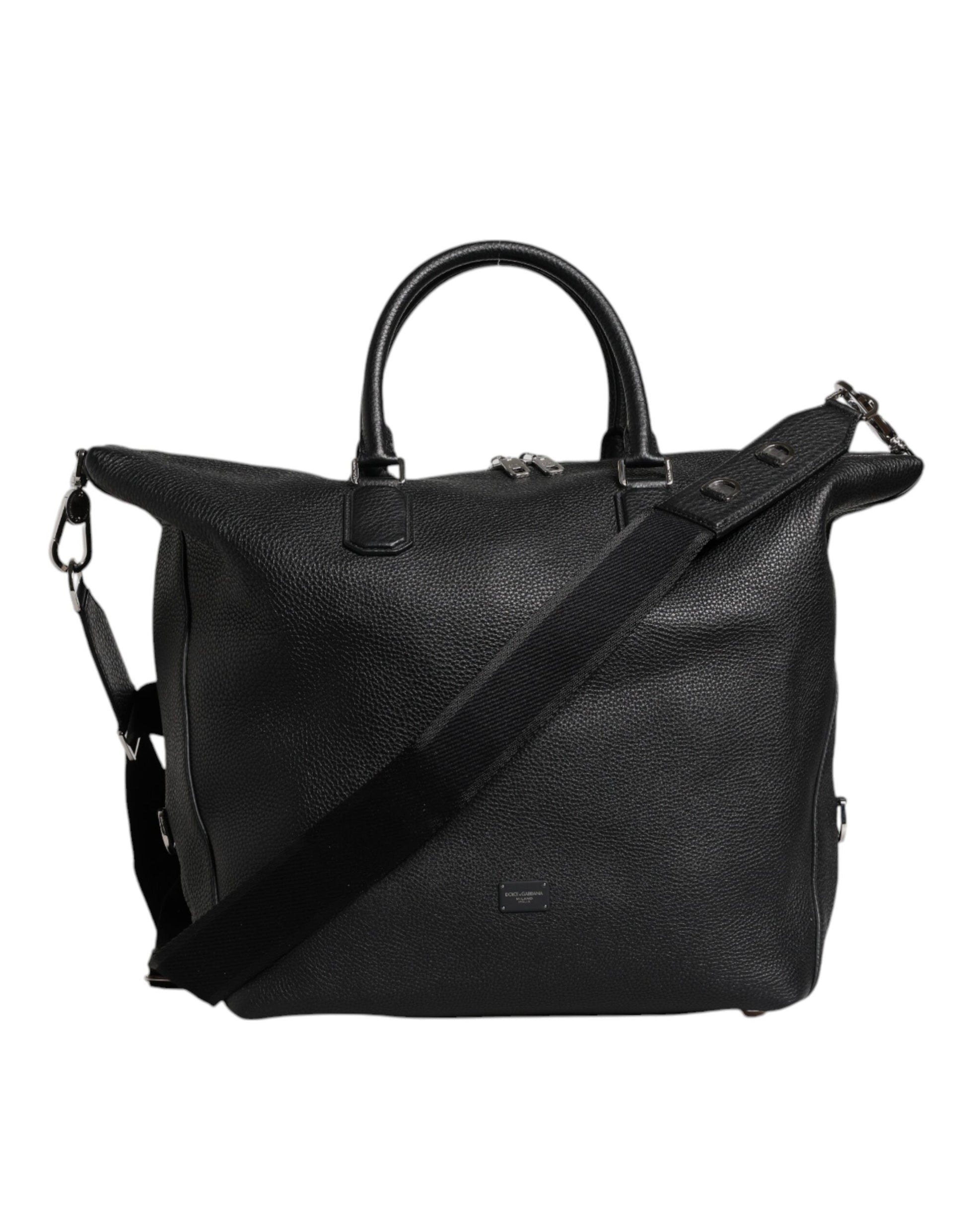 Dolce & Gabbana Black Calfskin Leather Hand Shoulder Duffle Bag Dolce & Gabbana