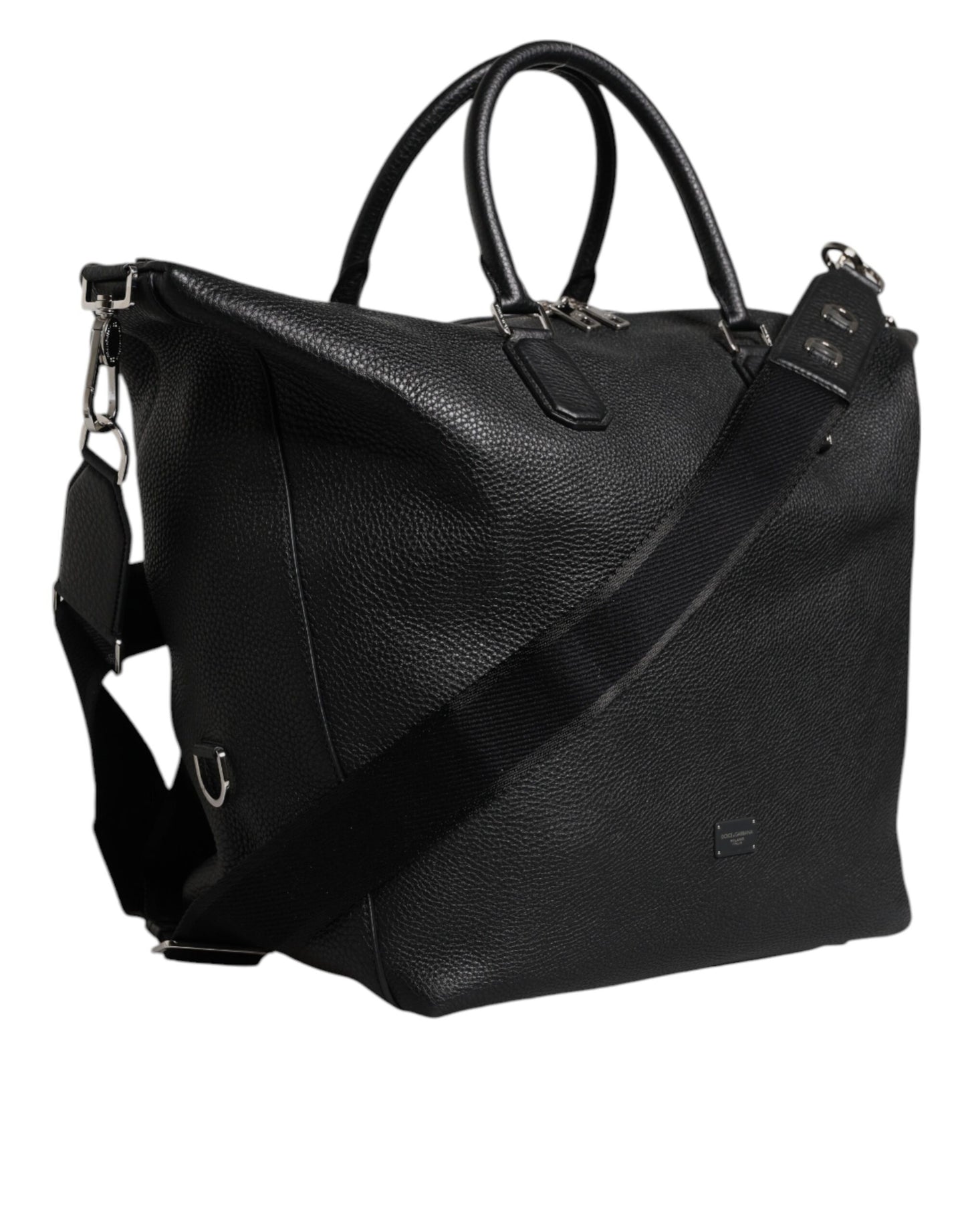 Dolce & Gabbana Black Calfskin Leather Hand Shoulder Duffle Bag Dolce & Gabbana
