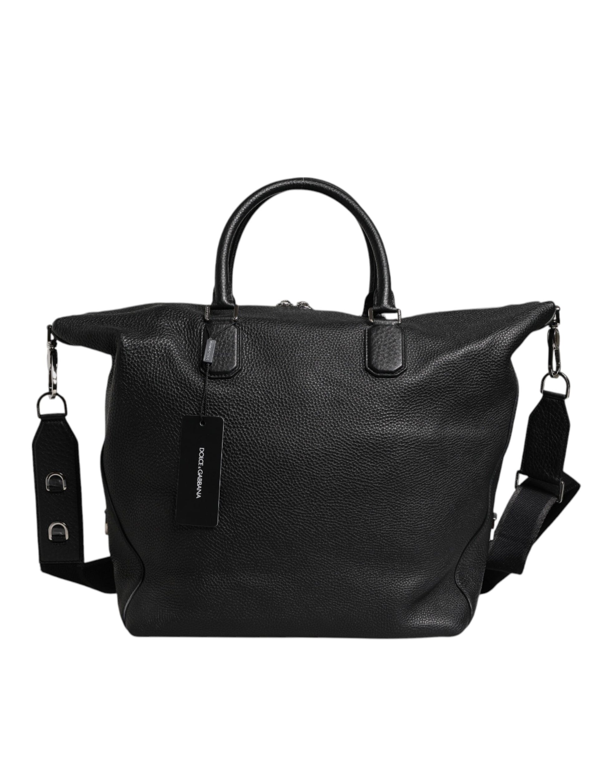 Dolce & Gabbana Black Calfskin Leather Hand Shoulder Duffle Bag Dolce & Gabbana