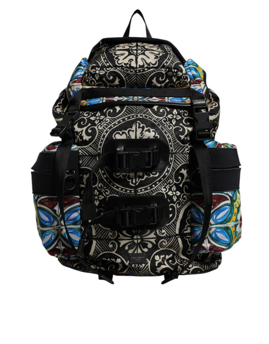 Dolce & Gabbana Multicolor Maiolica Print Nylon Backpack Bag Dolce & Gabbana