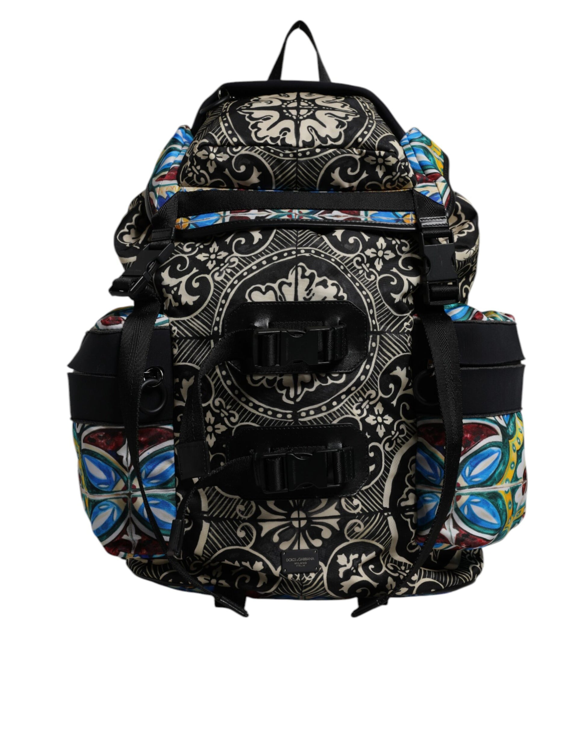 Dolce & Gabbana Multicolor Maiolica Print Nylon Backpack Bag Dolce & Gabbana