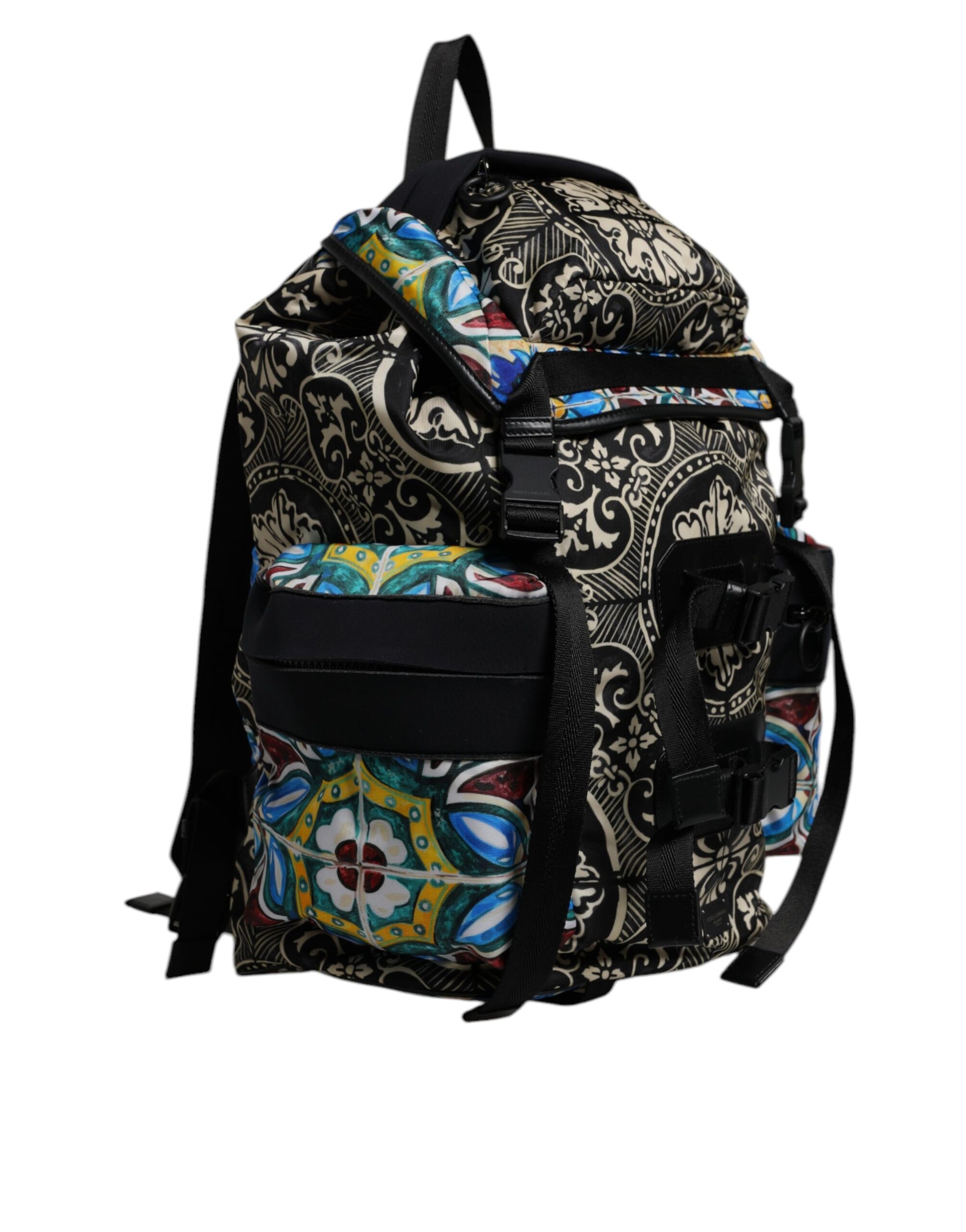 Dolce & Gabbana Multicolor Maiolica Print Nylon Backpack Bag Dolce & Gabbana
