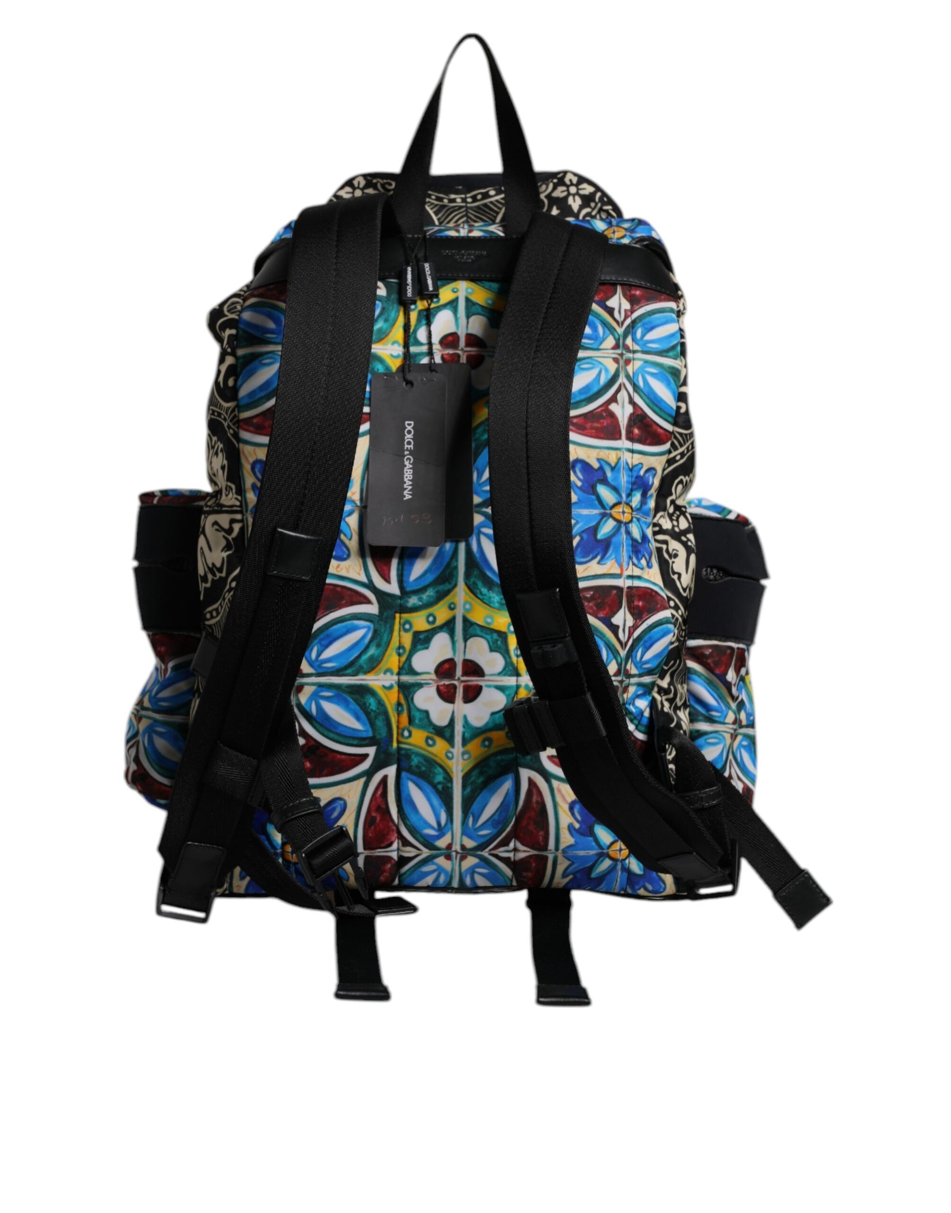 Dolce & Gabbana Multicolor Maiolica Print Nylon Backpack Bag Dolce & Gabbana