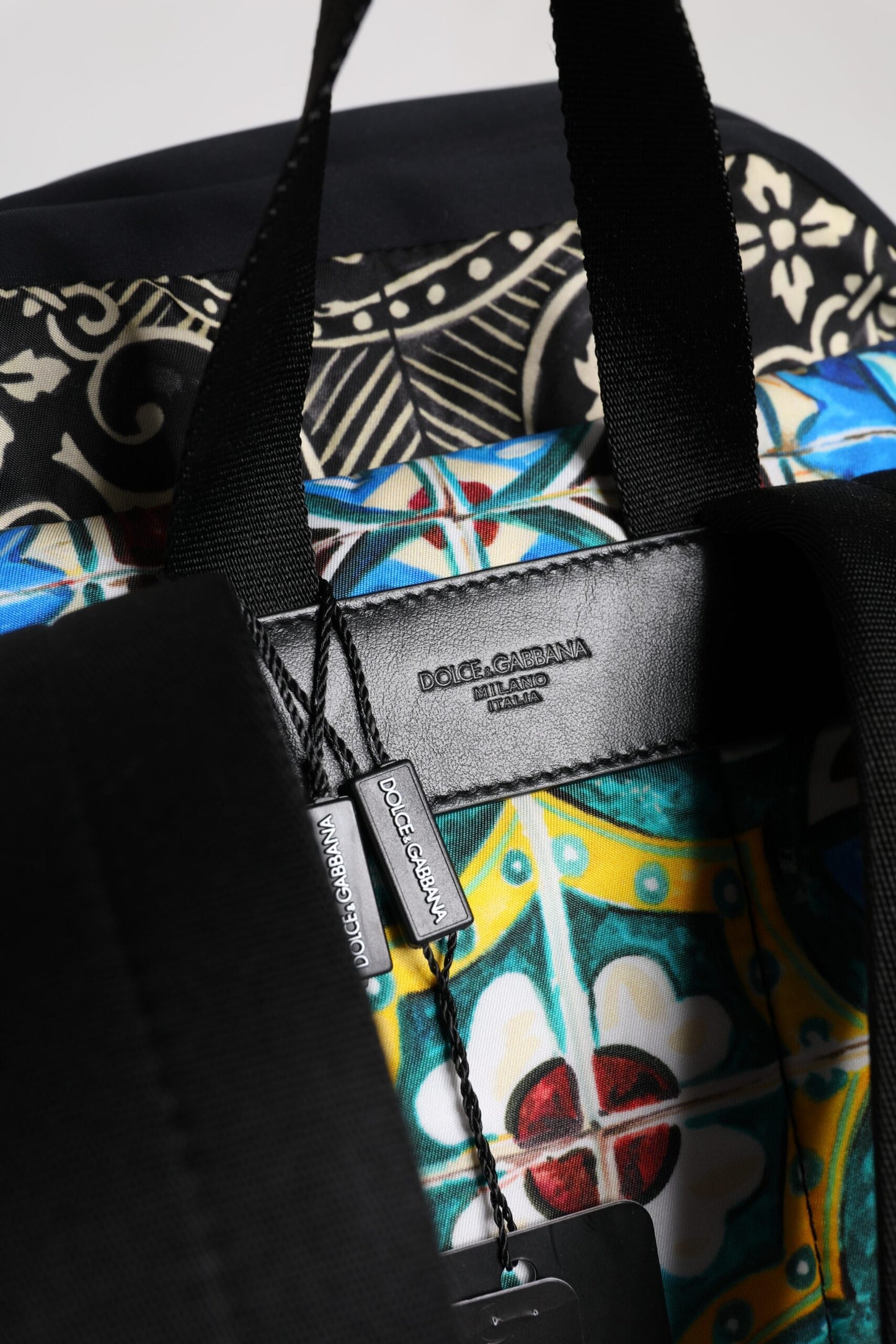 Dolce & Gabbana Multicolor Maiolica Print Nylon Backpack Bag Dolce & Gabbana