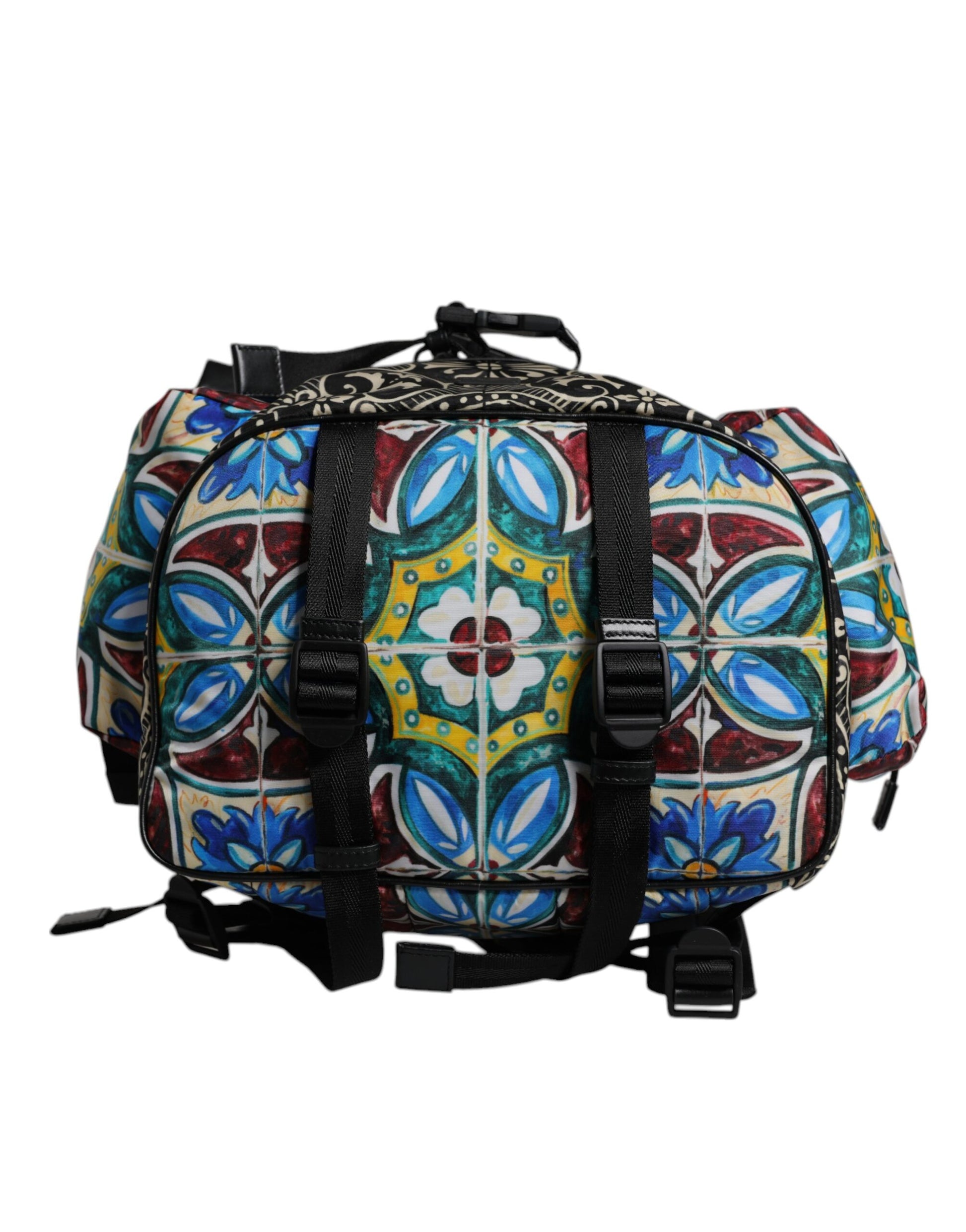 Dolce & Gabbana Multicolor Maiolica Print Nylon Backpack Bag Dolce & Gabbana