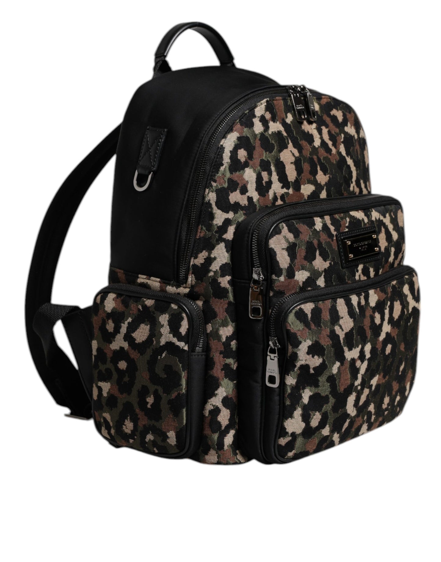Dolce & Gabbana Multicolor Leopard Print DG Logo Plaque Men Backpack Bag Dolce & Gabbana