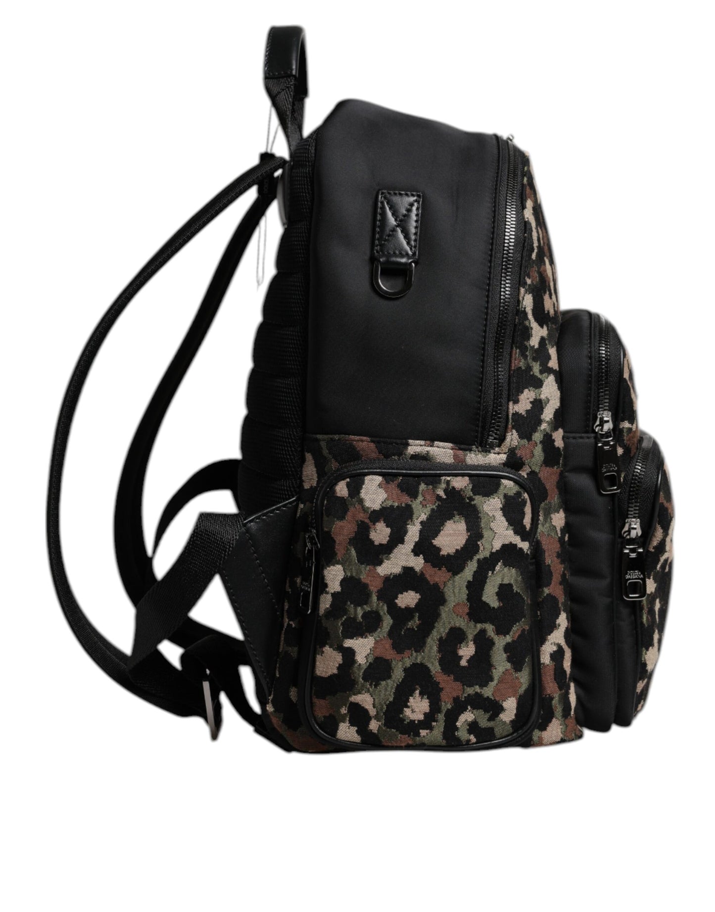 Dolce & Gabbana Multicolor Leopard Print DG Logo Plaque Men Backpack Bag Dolce & Gabbana