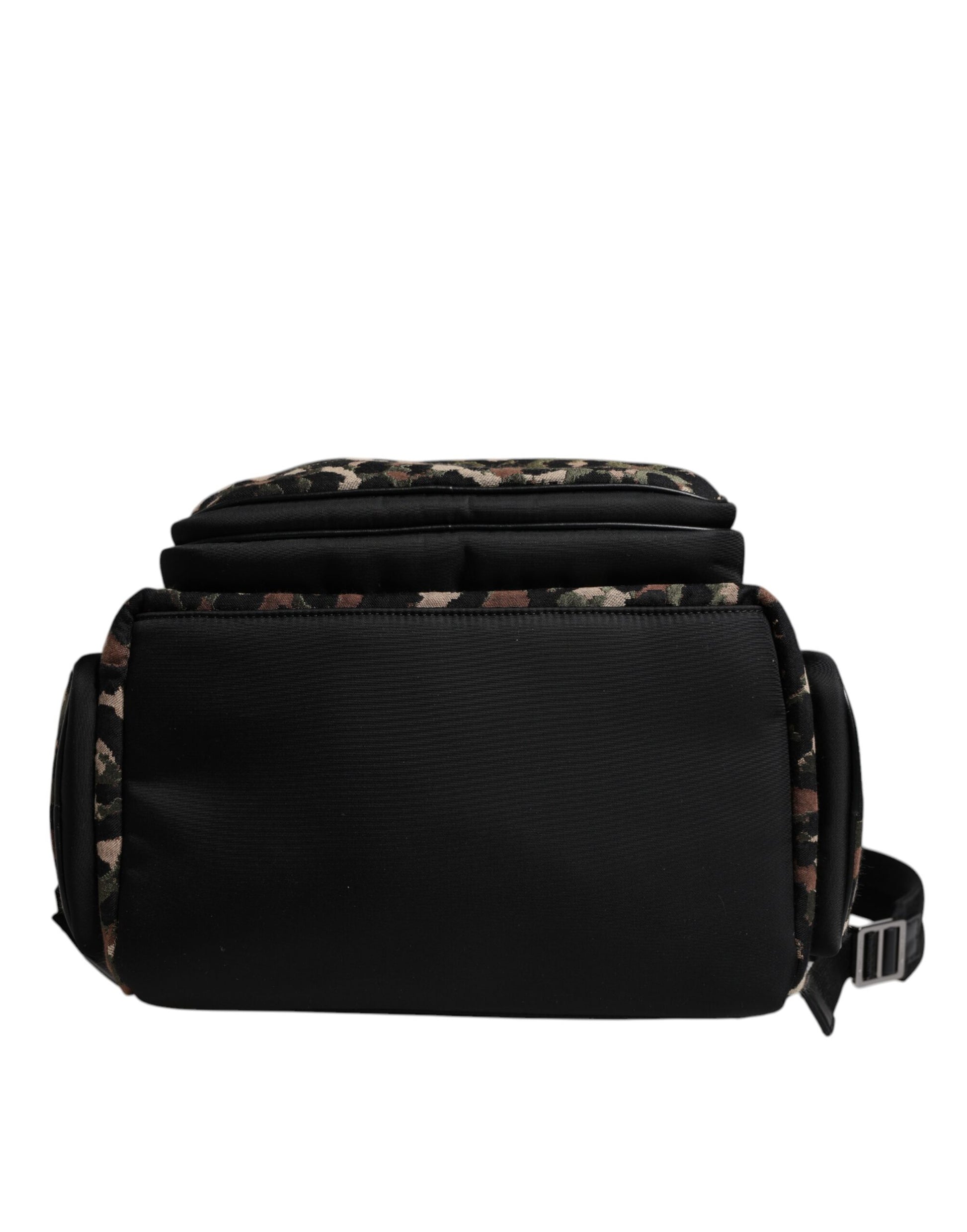 Dolce & Gabbana Multicolor Leopard Print DG Logo Plaque Men Backpack Bag