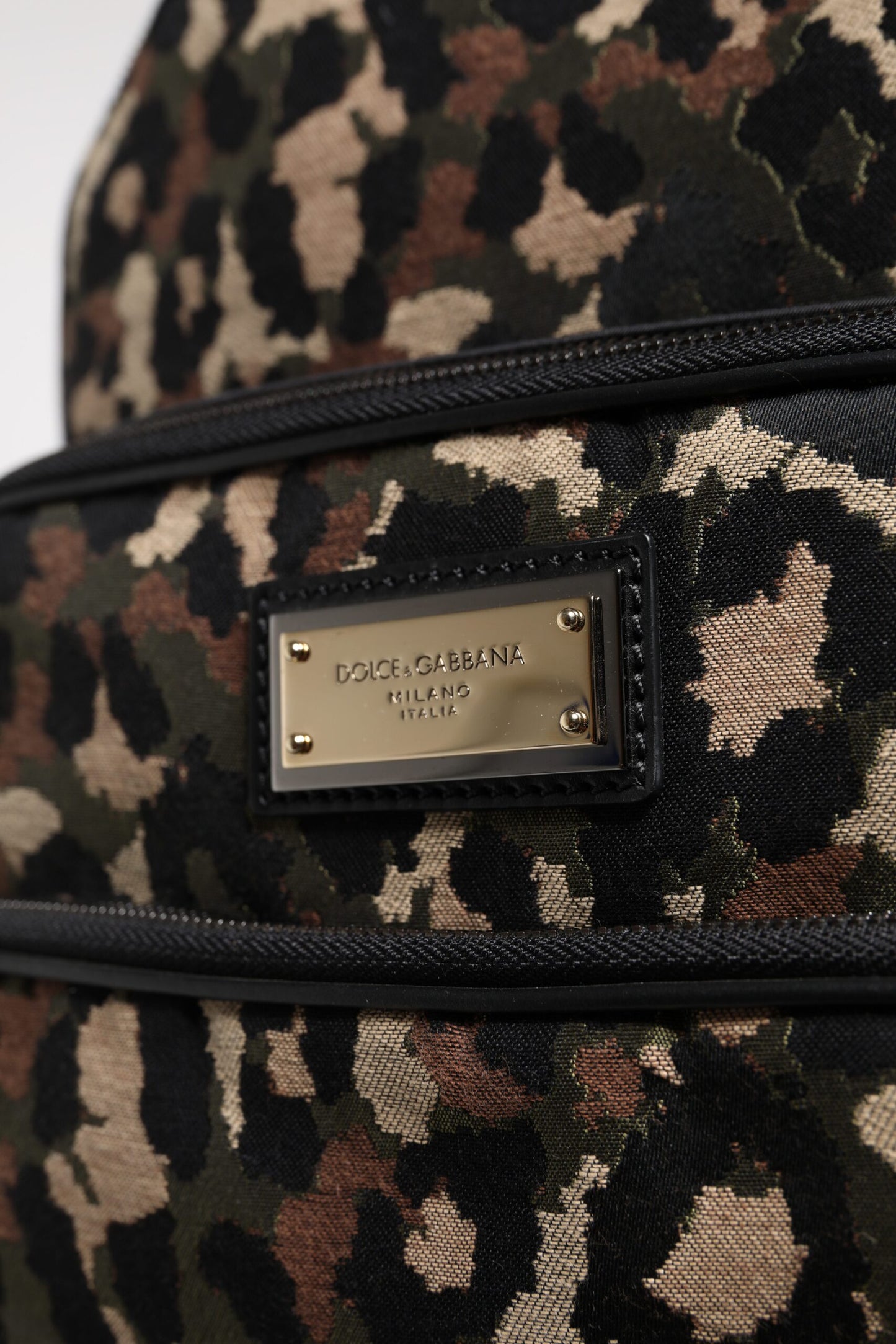 Dolce & Gabbana Multicolor Leopard Print DG Logo Plaque Men Backpack Bag Dolce & Gabbana
