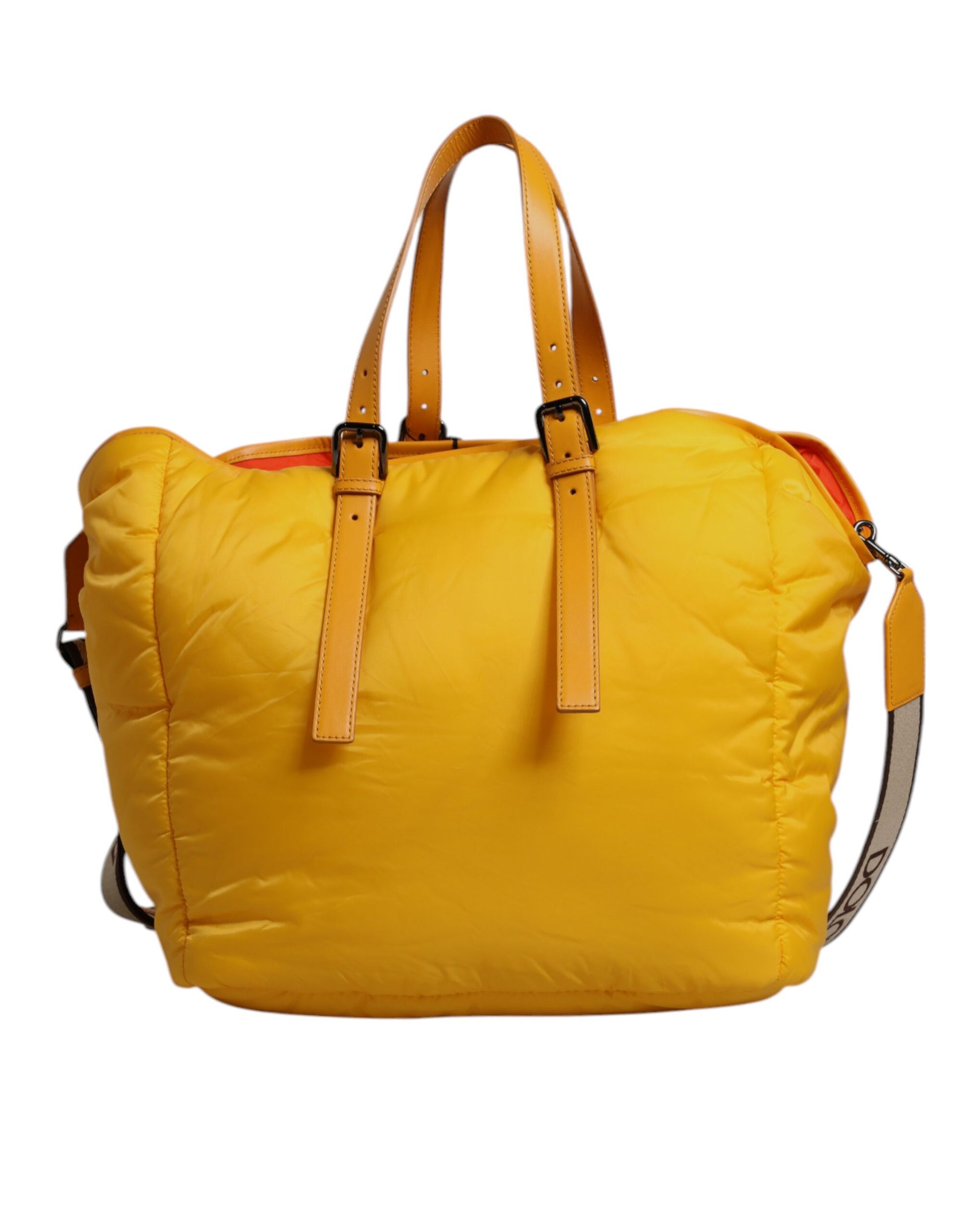 Dolce & Gabbana Yellow Orange Nylon Logo Plaque Hand Shoulder Duffle Bag Dolce & Gabbana