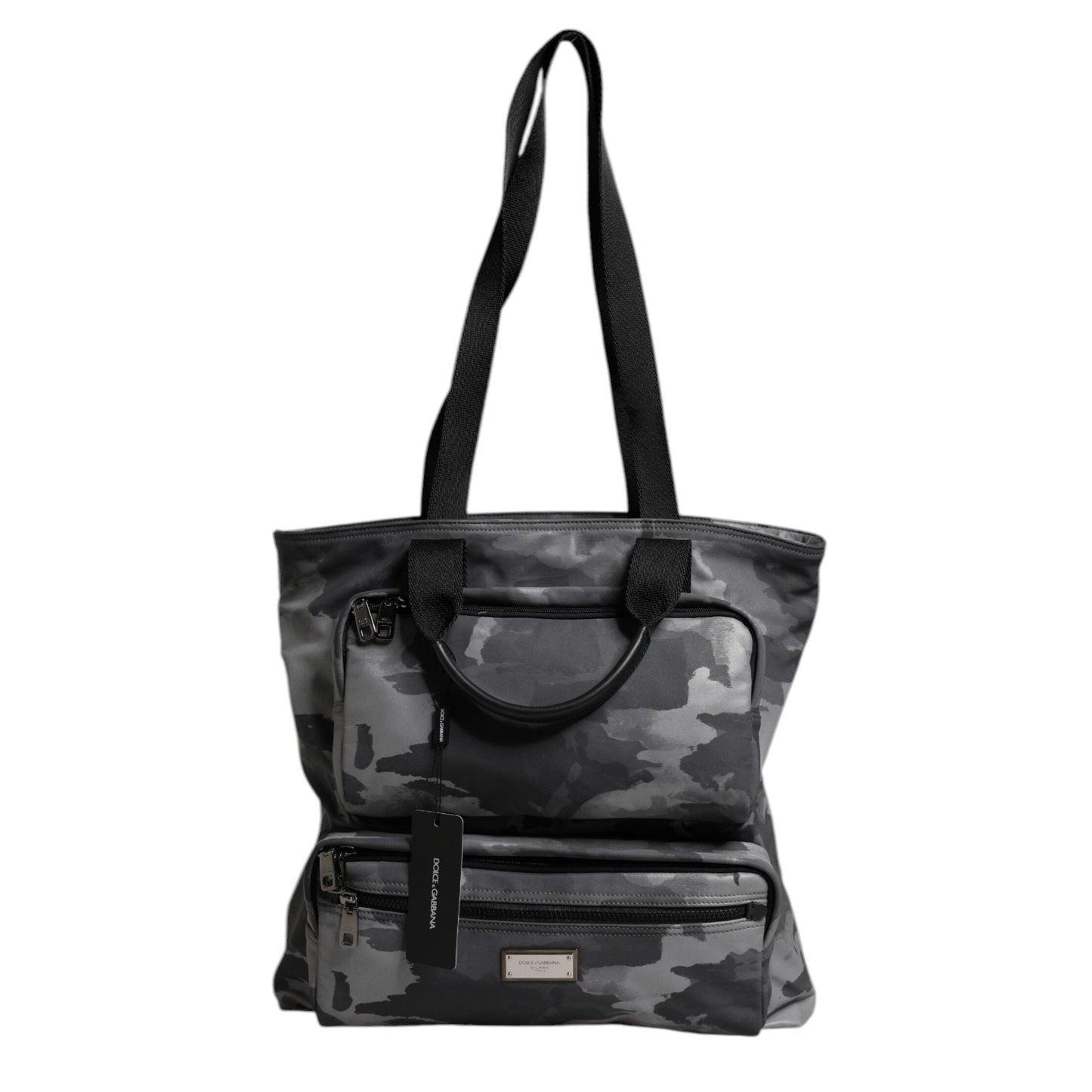 Dolce & Gabbana Gray Camo Cotton Multiple Compartments Tote Bag Dolce & Gabbana